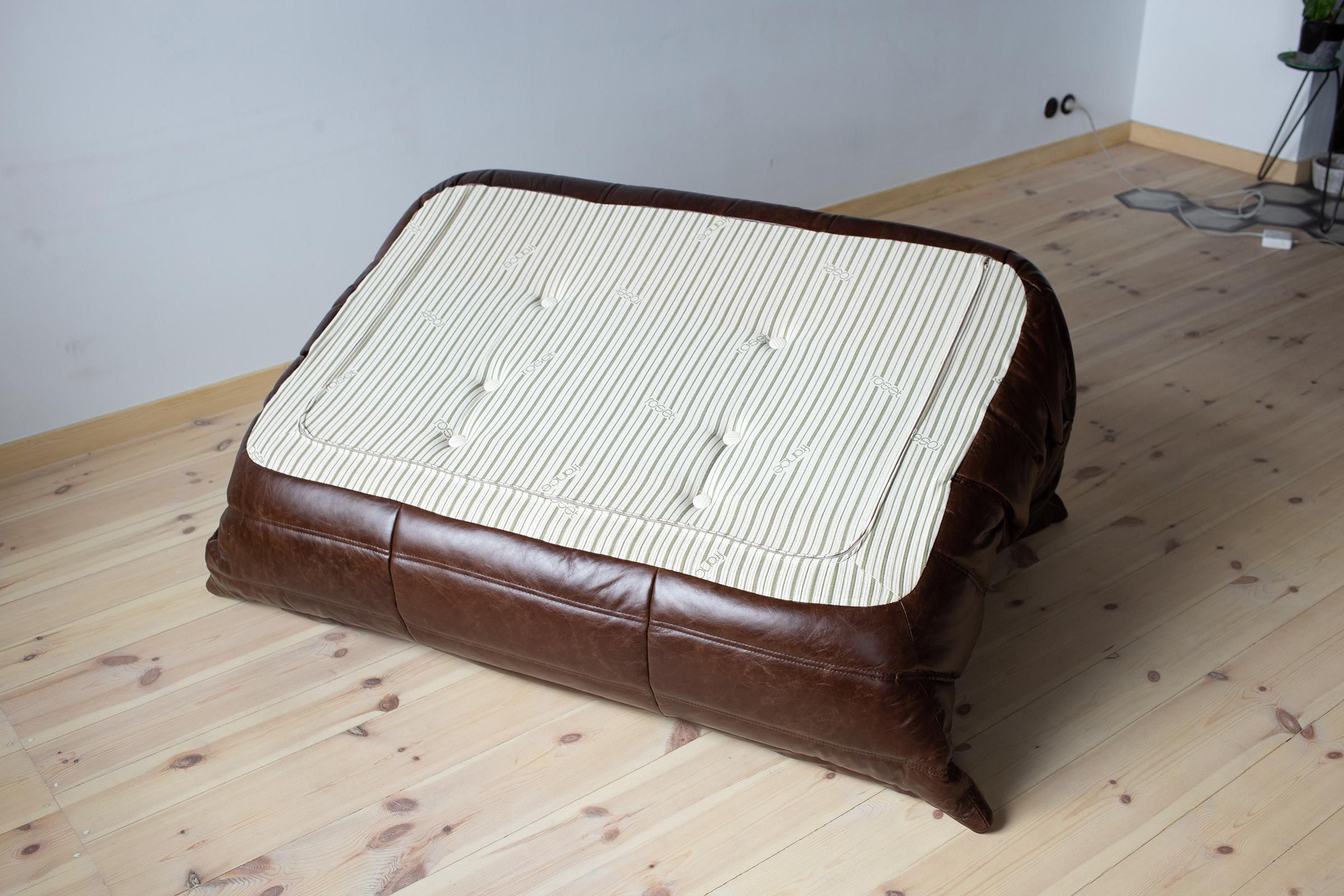 Togo 2-sitziges Sofa in Dubai Brown Leder von Michel Ducaroy für Ligne Roset im Angebot 2