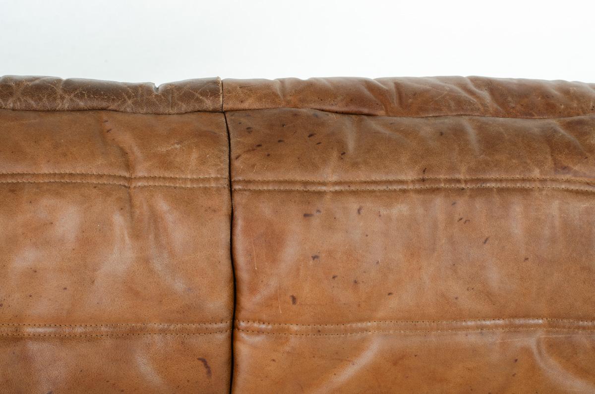 20th Century Togo 2-seat sofa in leather by Michel Ducaroy for Ligne Roset 1970