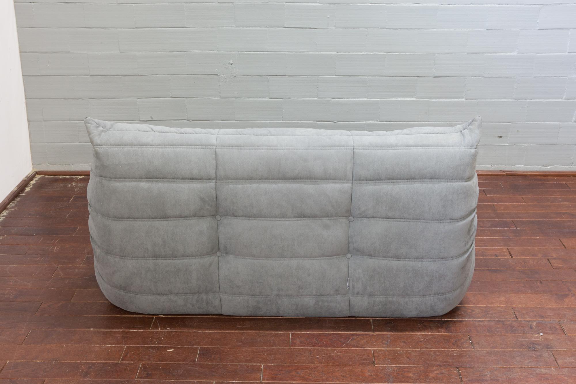 Mid-Century Modern Togo 2-Seat Sofa in Light Grey Microfibre by Michel Ducaroy for Ligne Roset For Sale