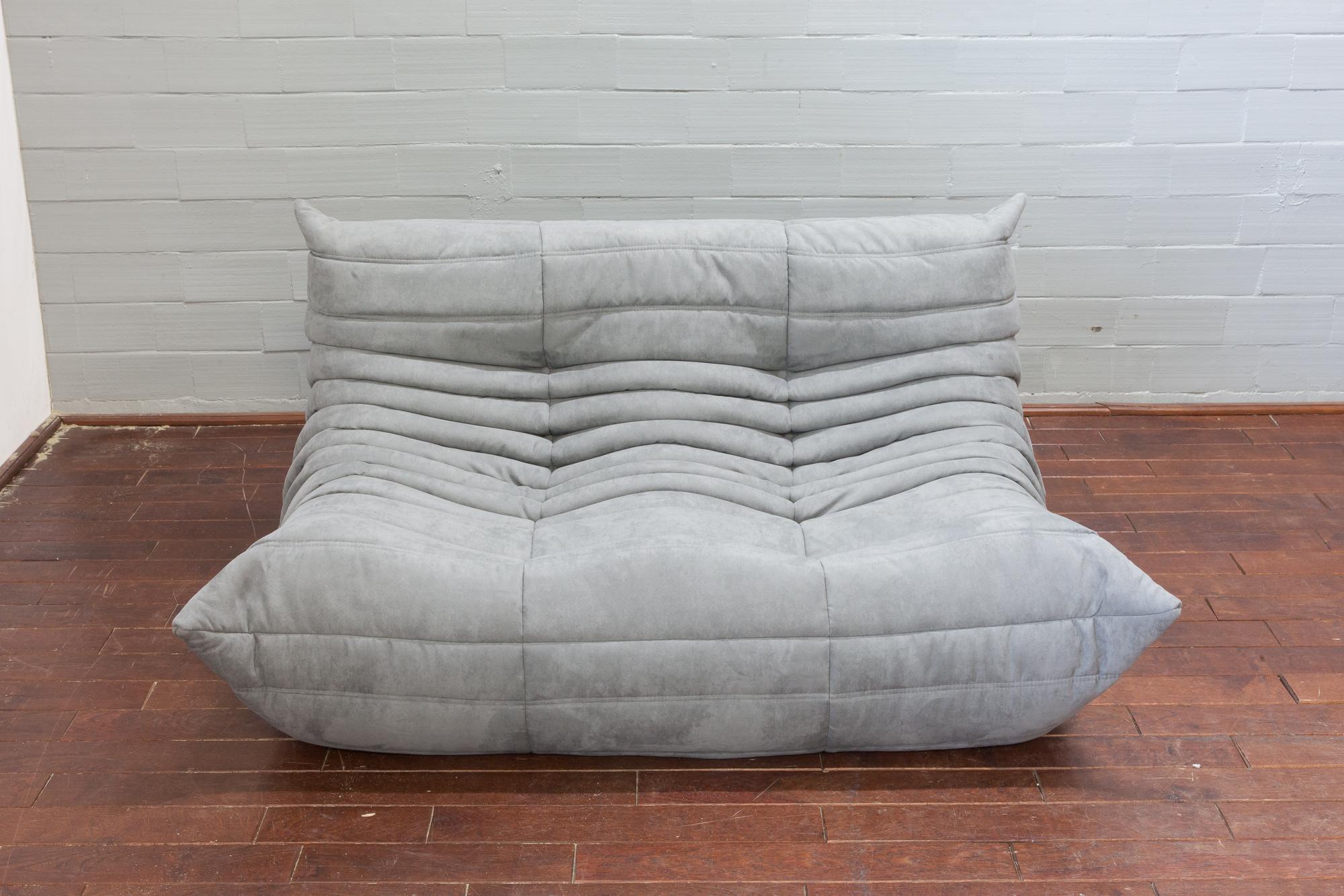 Late 20th Century Togo 2-Seat Sofa in Light Grey Microfibre by Michel Ducaroy for Ligne Roset For Sale