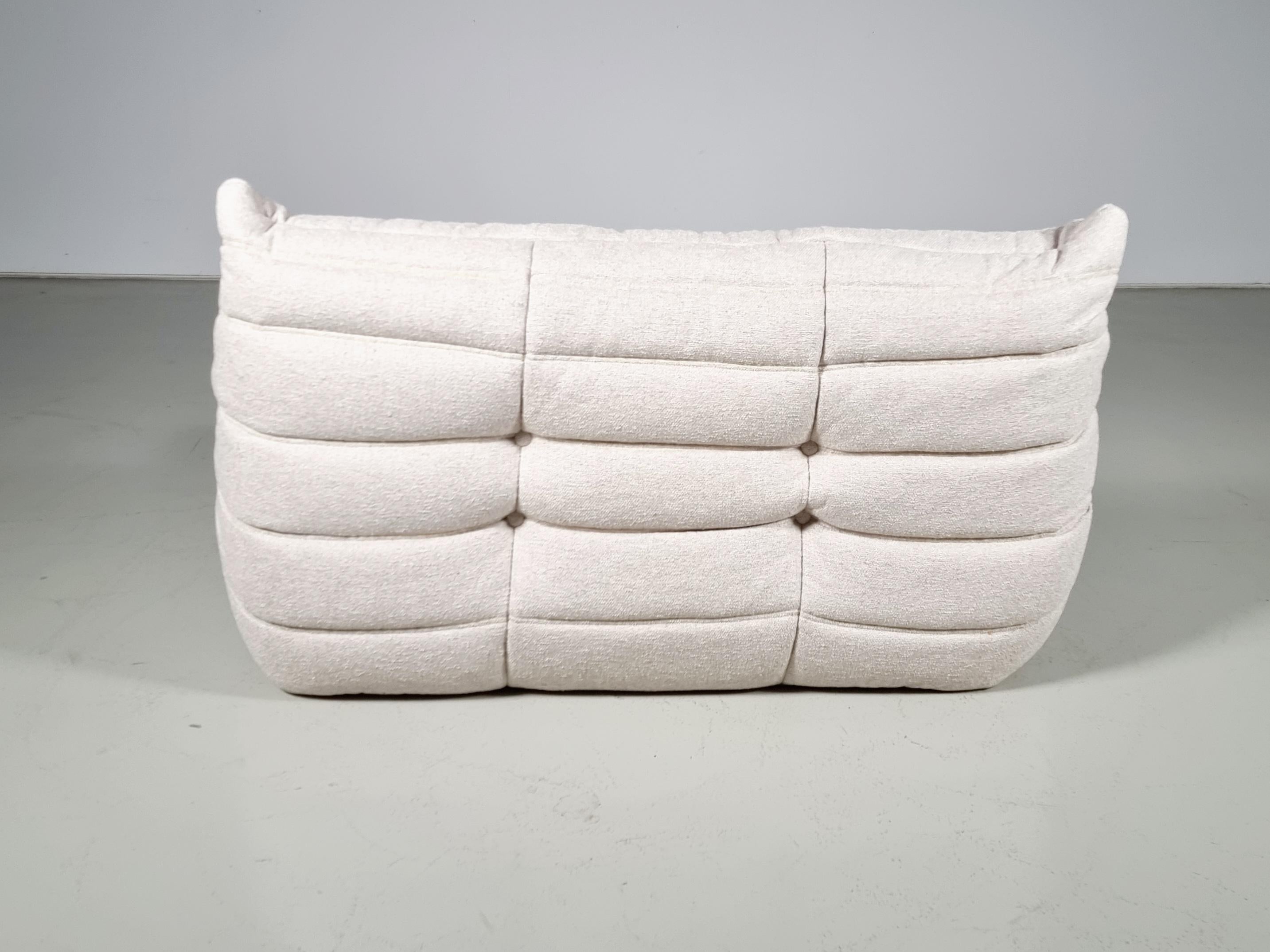 Togo 2-Seater Sofa in cream fabric by Michel Ducaroy for Ligne Roset, 1970s For Sale 1
