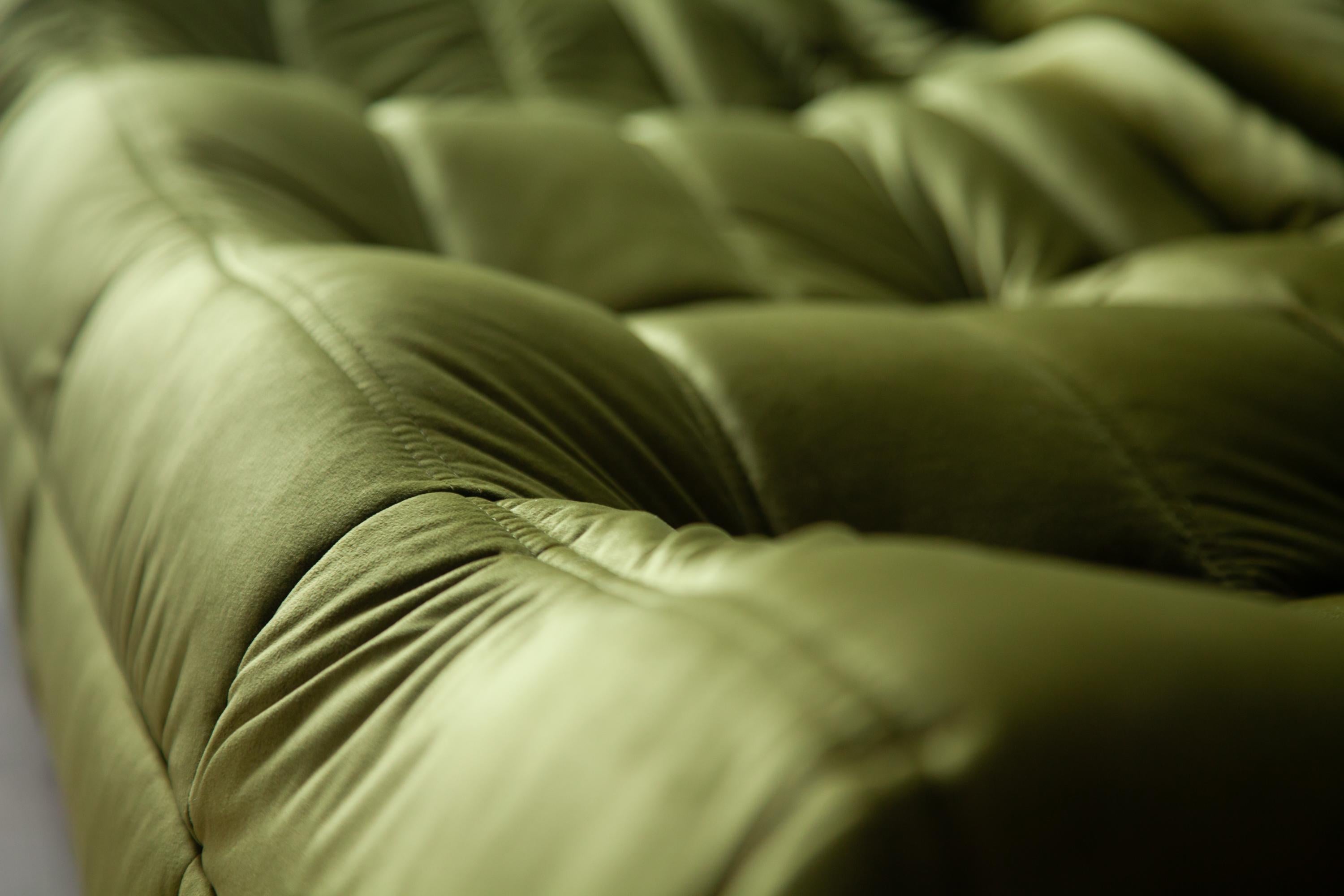Togo 3-Seat Sofa in Green Velvet by Michel Ducaroy for Ligne Roset For Sale 6