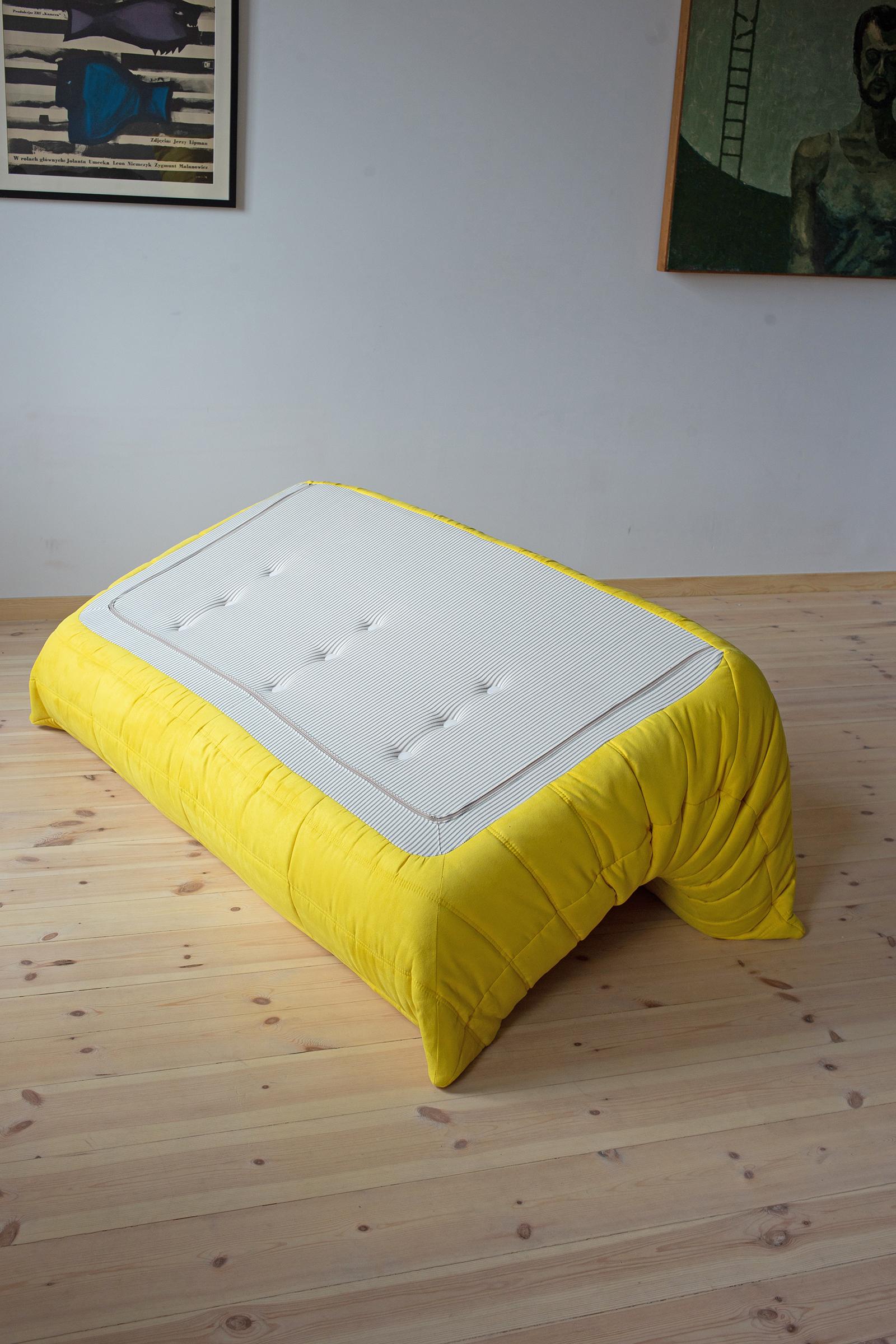 Fabric Togo 3-Seat Sofa in Yellow Microfibre by Michel Ducaroy for Ligne Roset For Sale