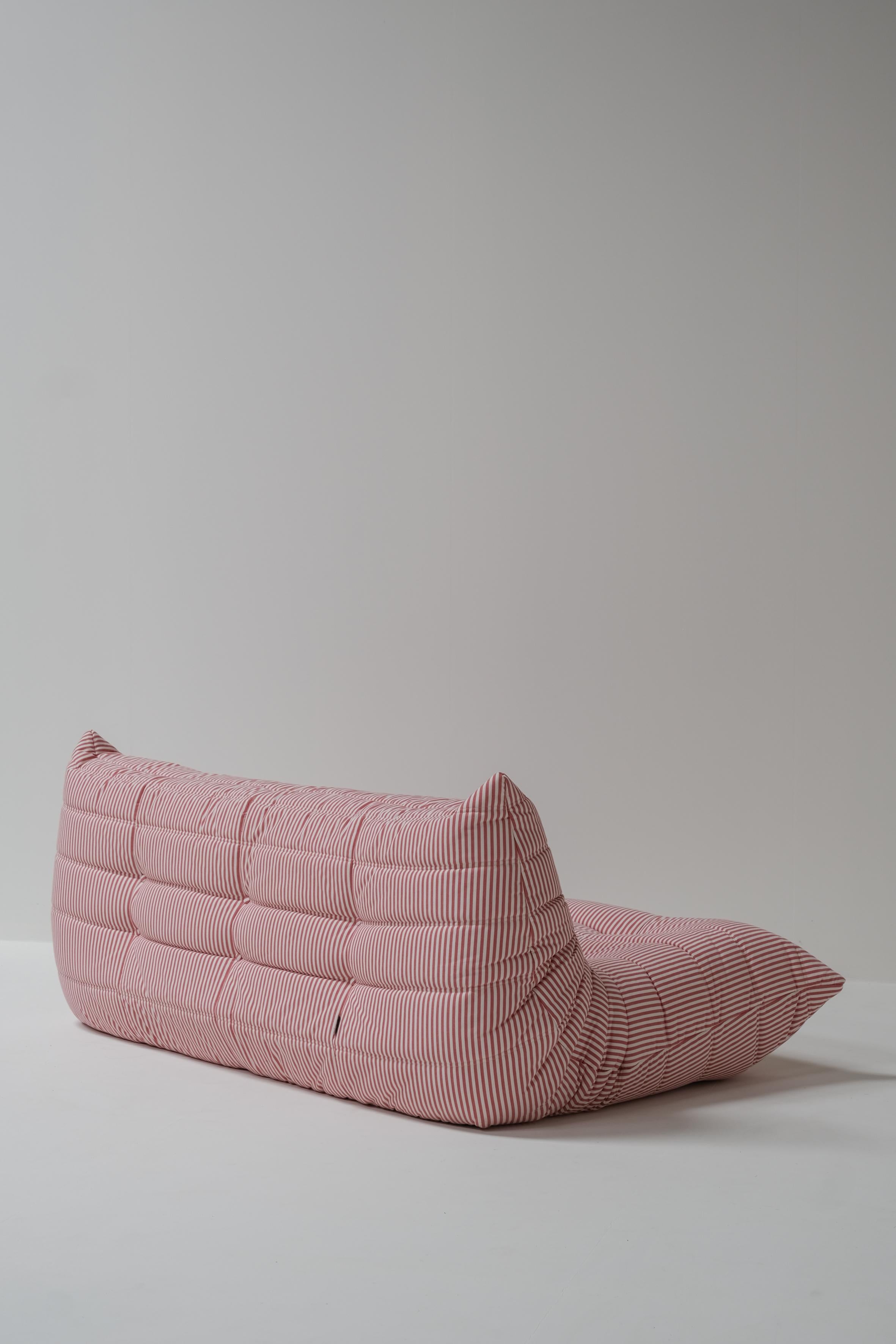Togo 3 seater red and white stripes by Michel Ducaroy for Ligne Roset 1970 4