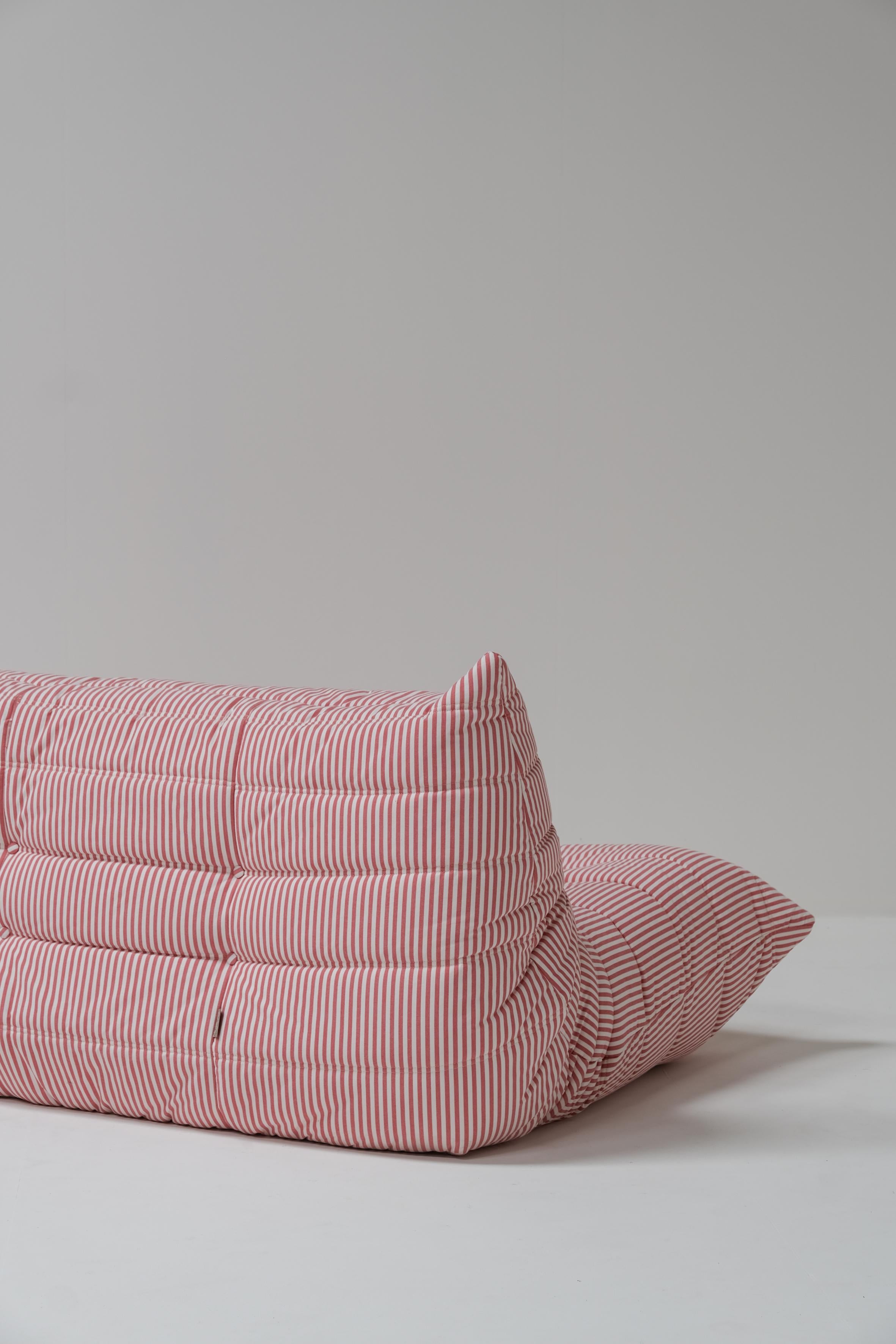 Togo 3 seater red and white stripes by Michel Ducaroy for Ligne Roset 1970 5
