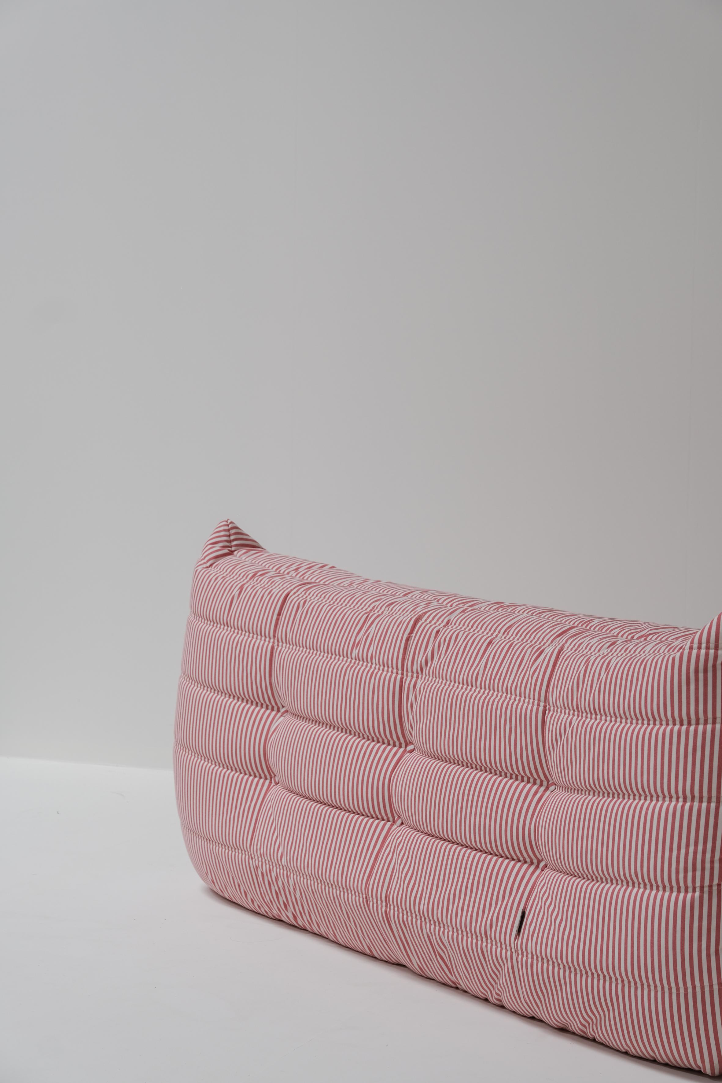 Togo 3 seater red and white stripes by Michel Ducaroy for Ligne Roset 1970 6
