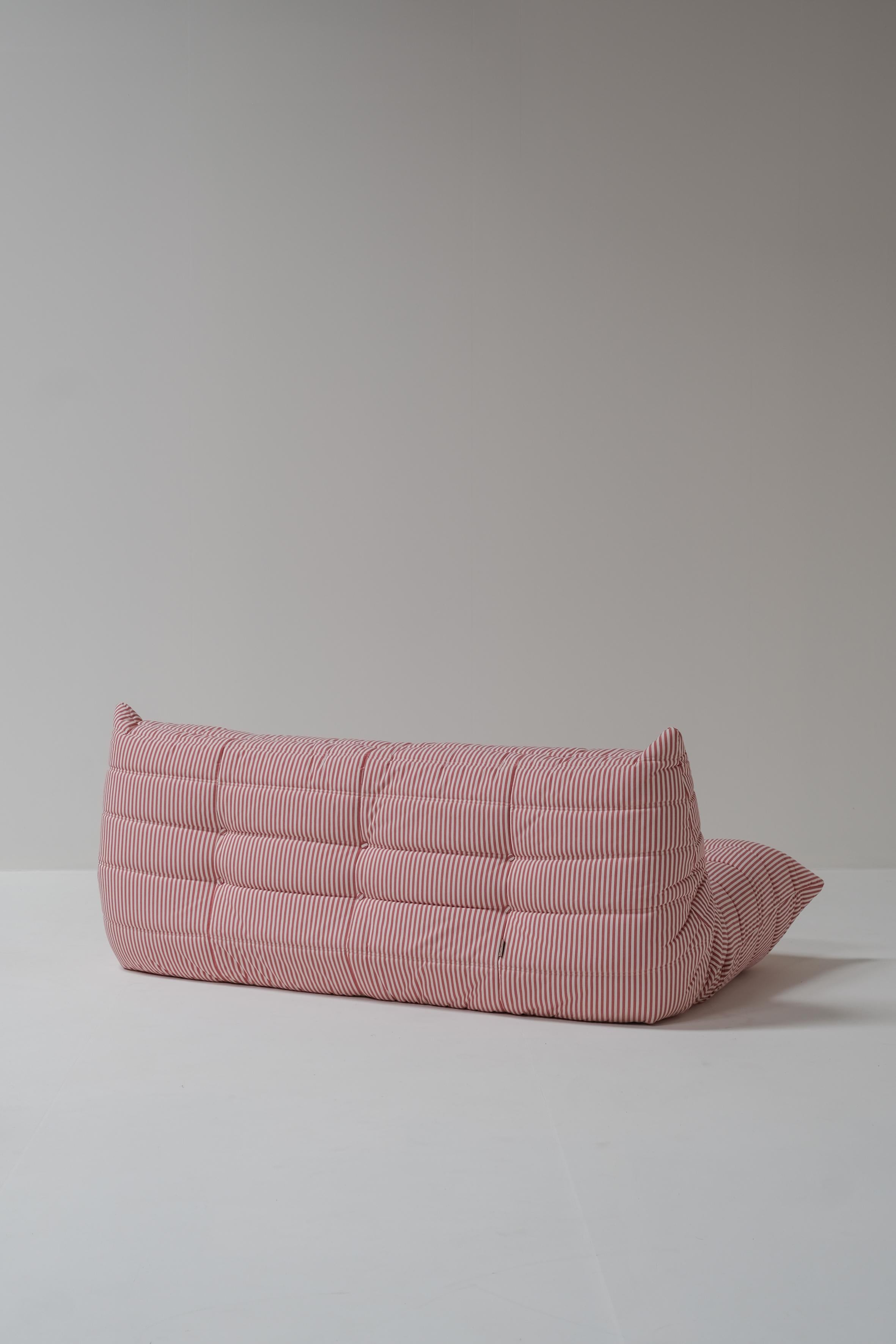Togo 3 seater red and white stripes by Michel Ducaroy for Ligne Roset 1970 7