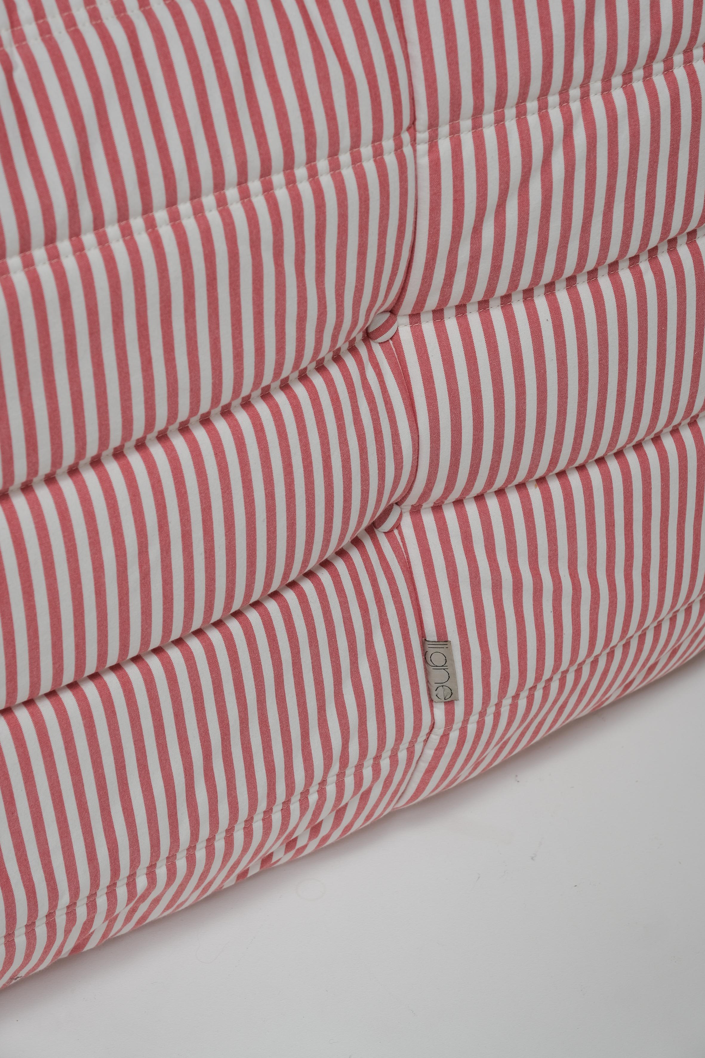 Togo 3 seater red and white stripes by Michel Ducaroy for Ligne Roset 1970 2