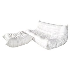 Togo 3-seater Sofa in white vegan leather, Michel Ducaroy, Ligne Roset, 1970s