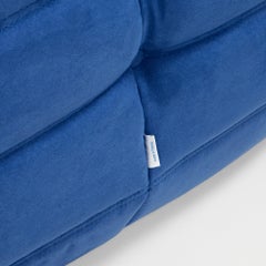 Togo Blue Armchair and Footstool by Michel Ducaroy for Ligne Roset, Set of 2