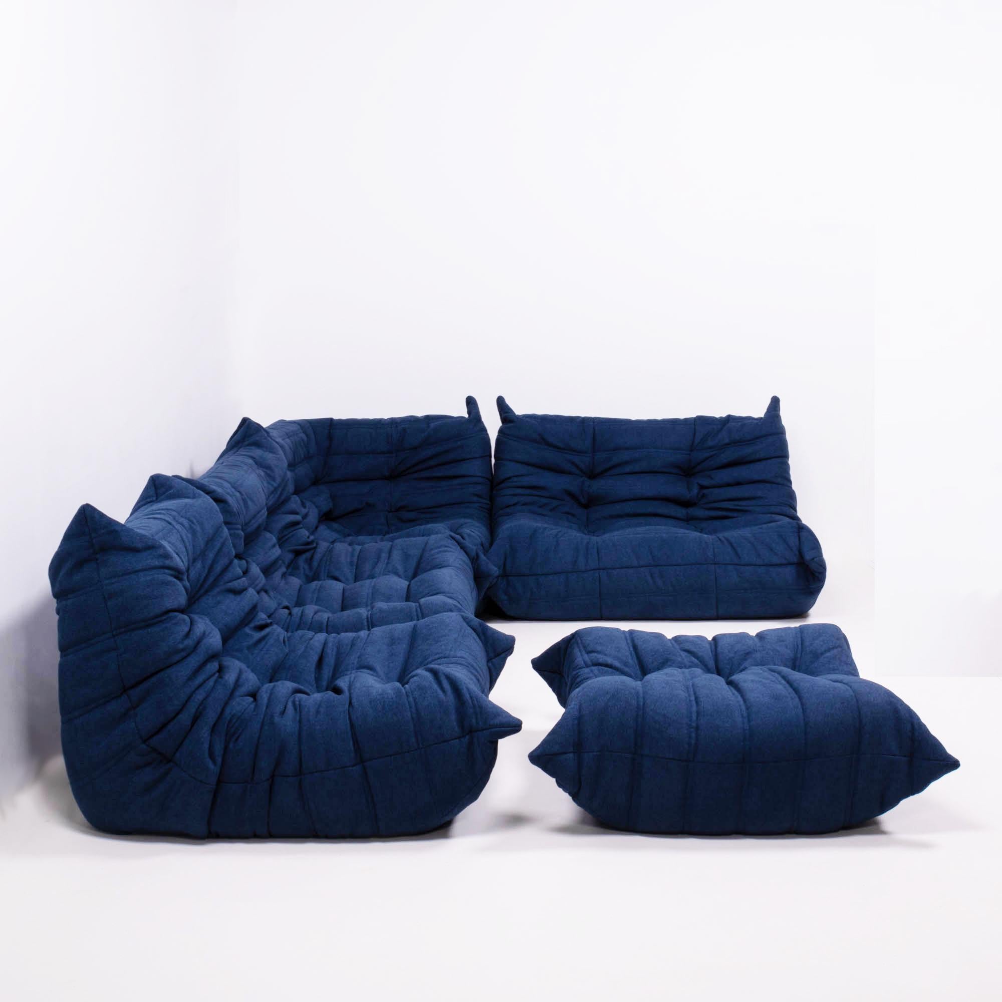 The iconic Togo sofa, originally designed by Michel Ducaroy for Ligne Roset in 1973, has become a design Classic. 

This five piece modular set is incredibly versatile and can be configured into one large corner sofa or split for a multitude of