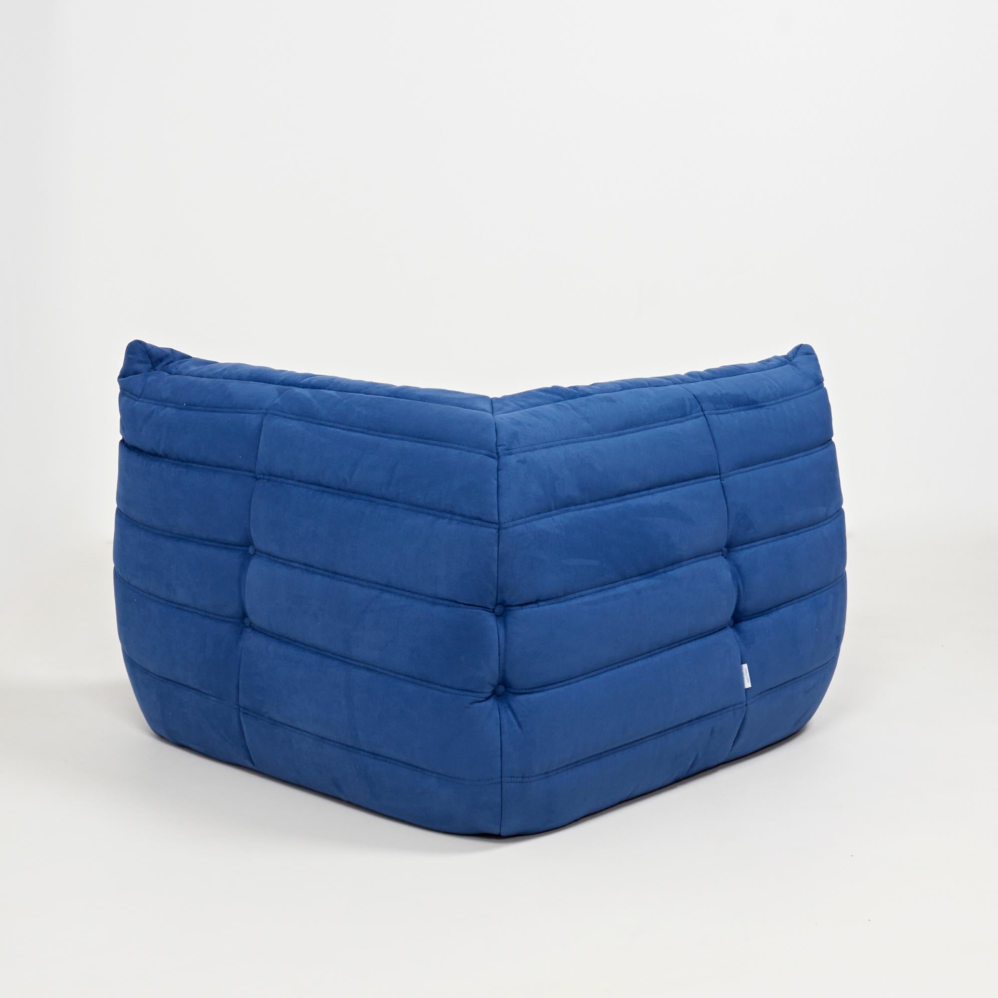 Fabric Togo Blue Modular Sofa and Footstool by Michel Ducaroy for Ligne Roset, Set of 5