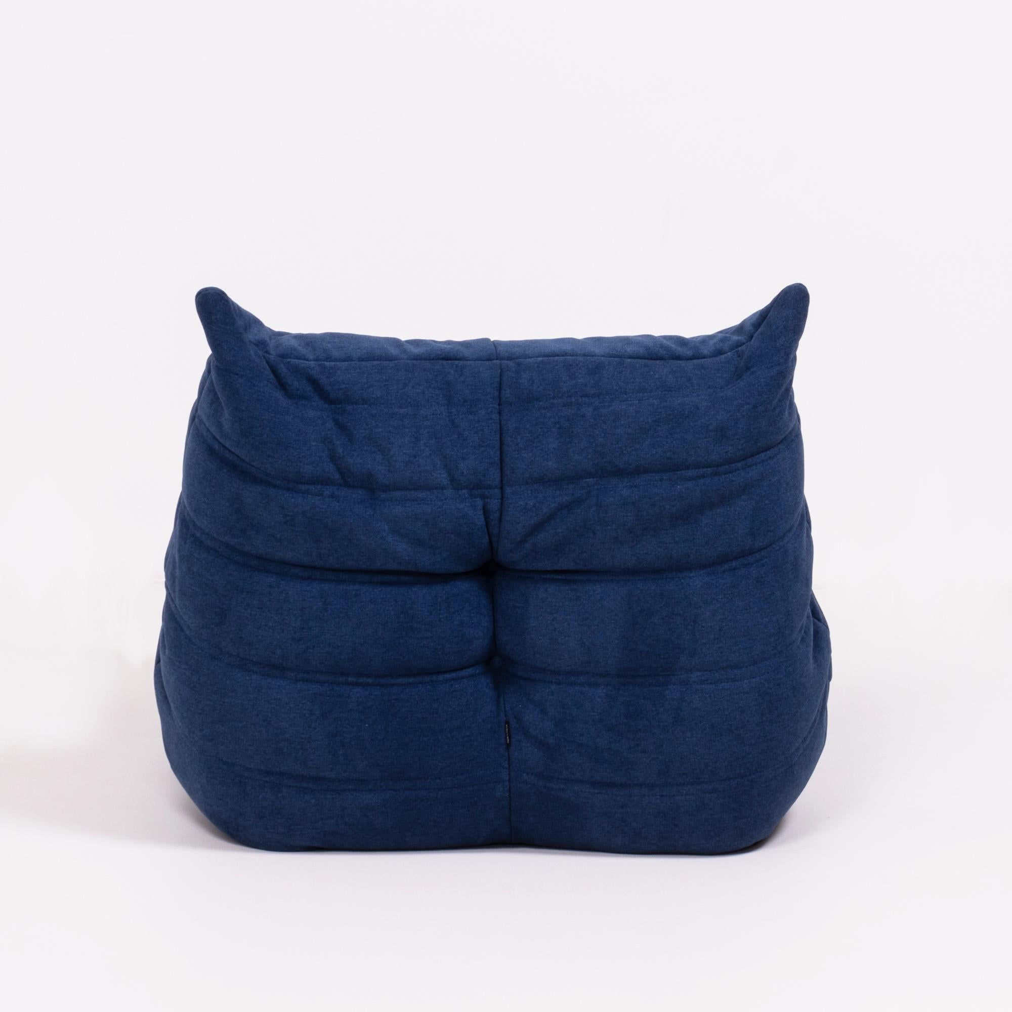 Togo Blue Modular Sofa and Footstool by Michel Ducaroy for Ligne Roset, Set of 5 2