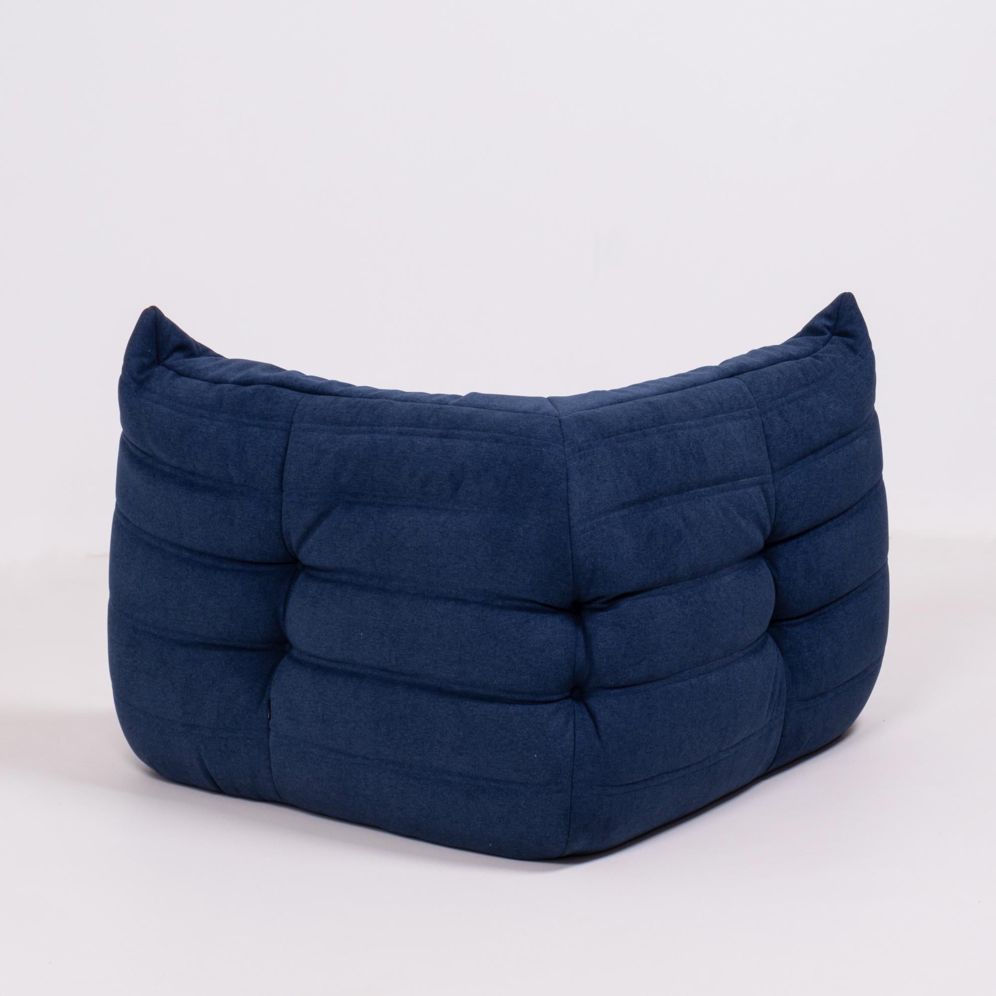 Togo Blue Modular Sofa and Footstool by Michel Ducaroy for Ligne Roset, Set of 5 3