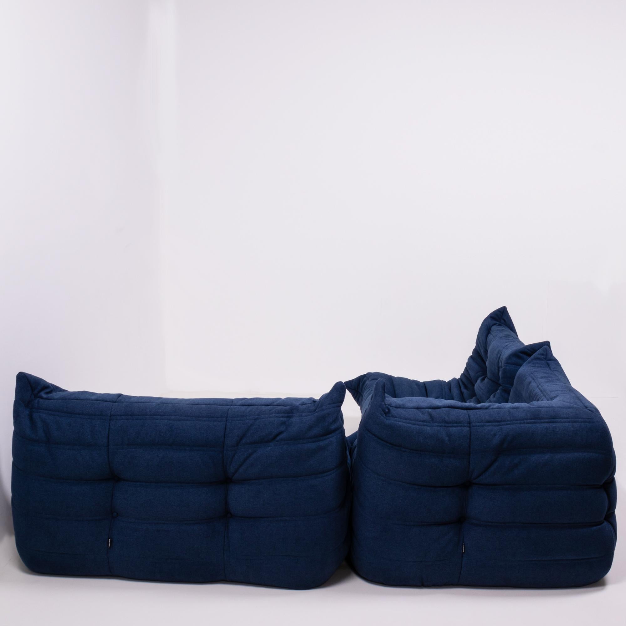French Togo Blue Modular Sofa by Michel Ducaroy for Ligne Roset, Set of 3