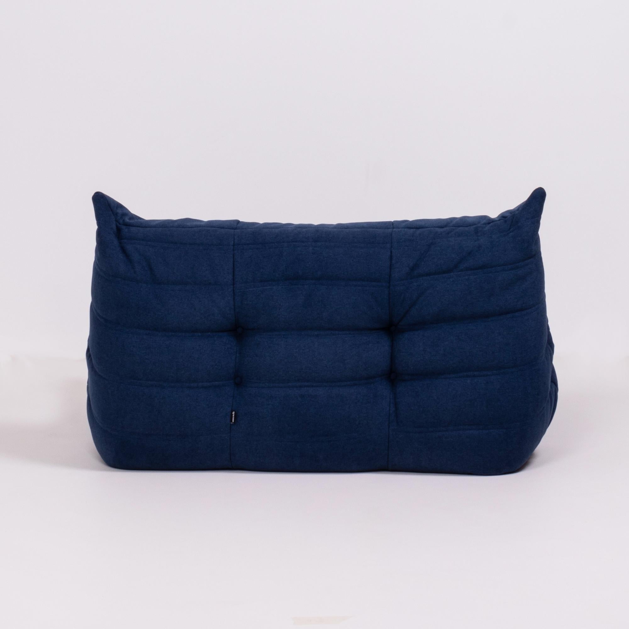 Fabric Togo Blue Modular Sofa by Michel Ducaroy for Ligne Roset, Set of 3