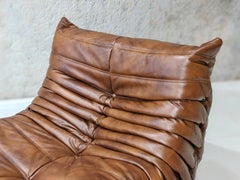 Modèle Togo "Chauffeuse" en cuir Brown par Michel Ducaroy pour Ligne Roset