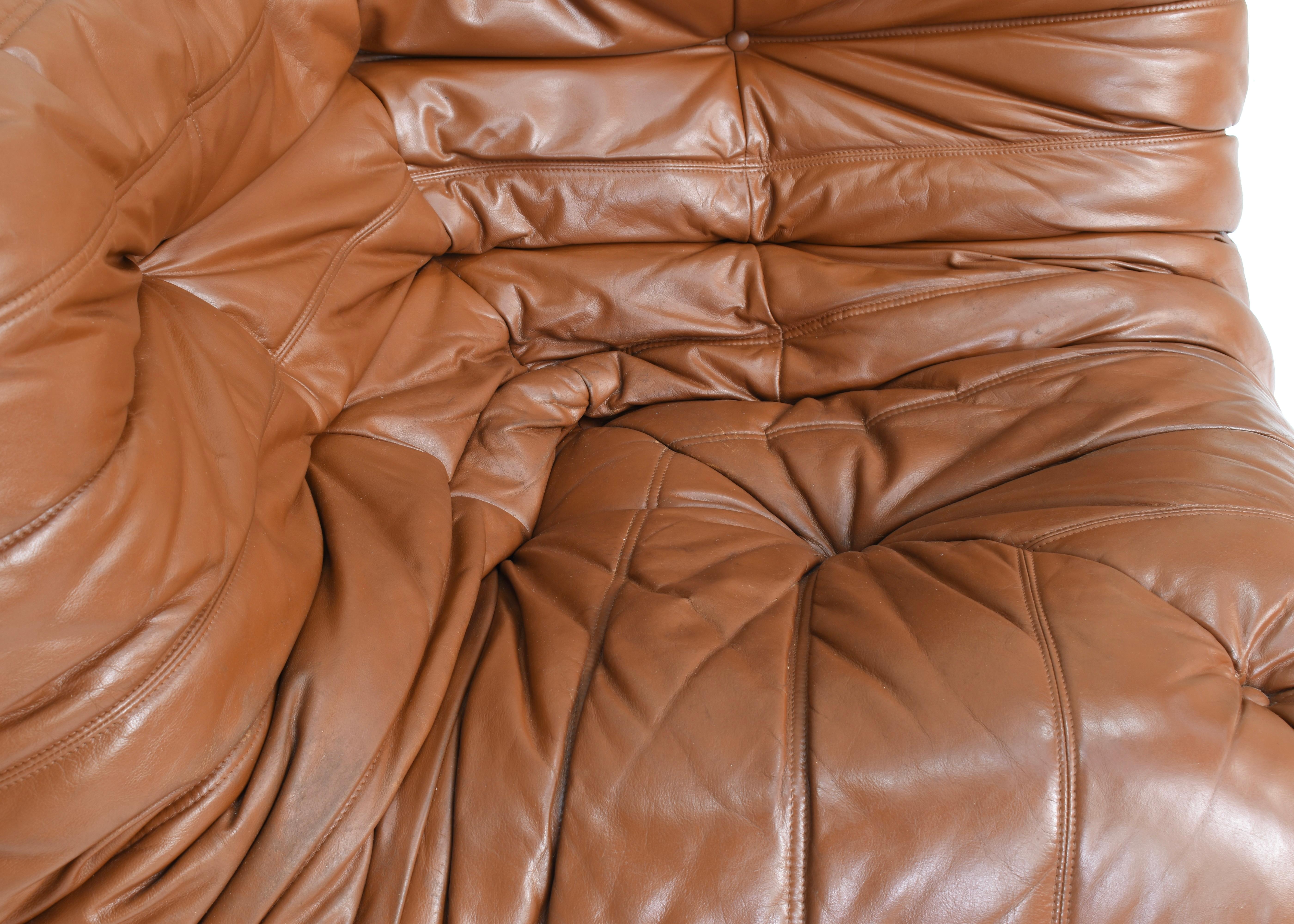 Togo Corner by Michel Ducaroy for Ligne Roset in Tan Leather France – circa 1970 4