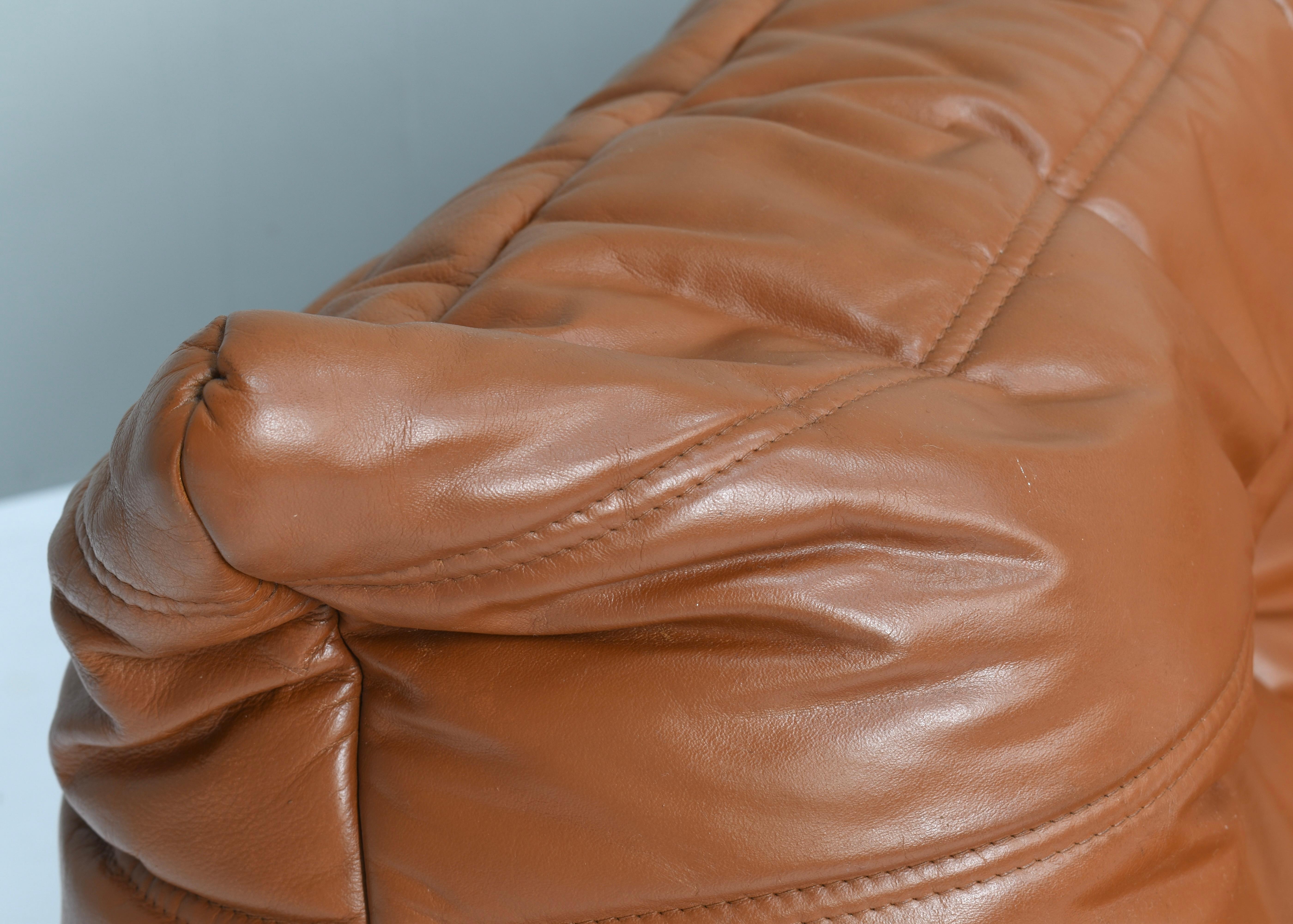 Togo Corner by Michel Ducaroy for Ligne Roset in Tan Leather France – circa 1970 5