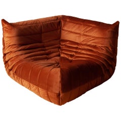 Togo Corner Couch in Amber Velvet by Michel Ducaroy by Ligne Roset