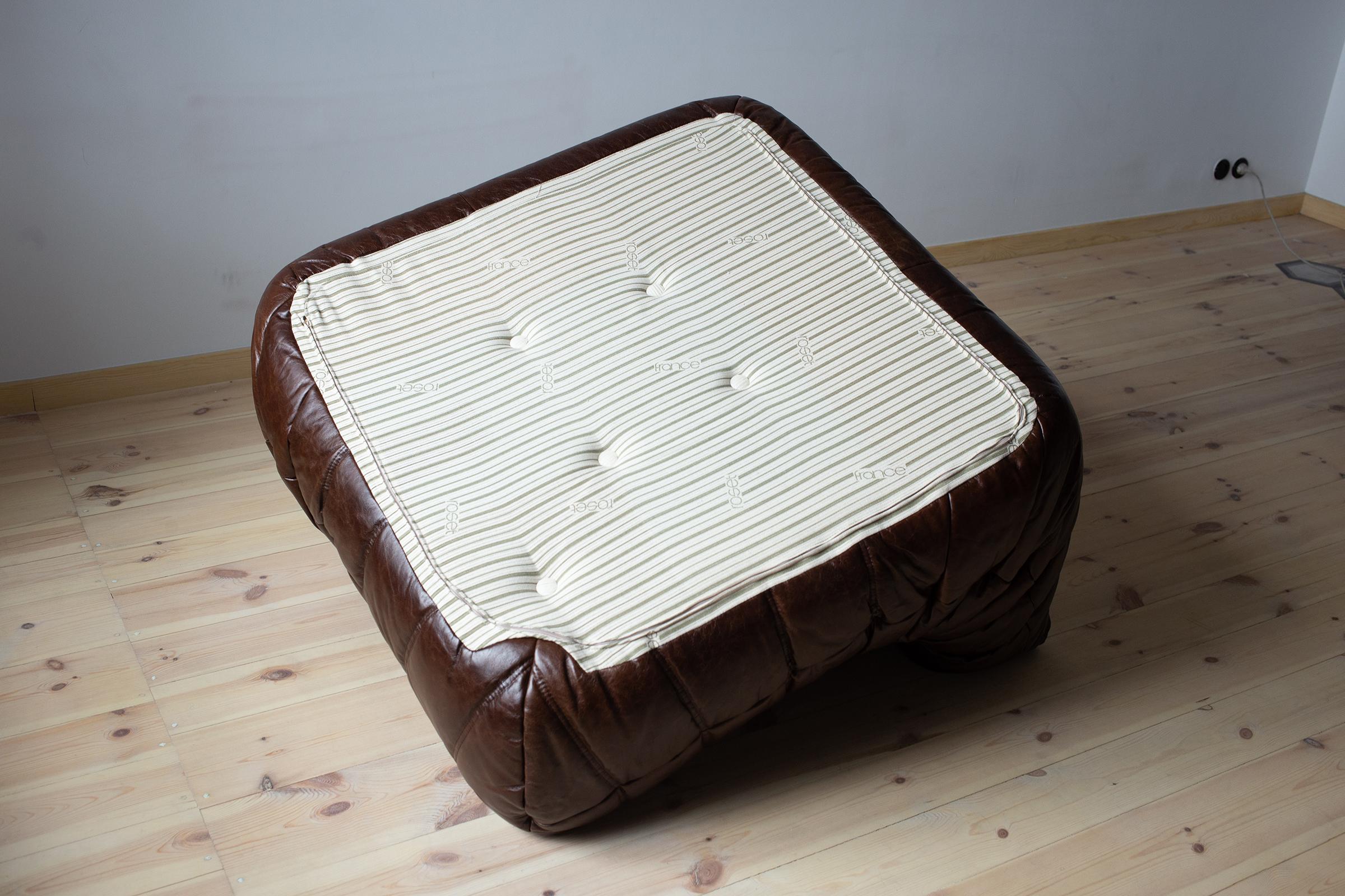 Togo Eckcouch in Dubai Brown Leder von Michel Ducaroy by Ligne Roset (Ende des 20. Jahrhunderts) im Angebot
