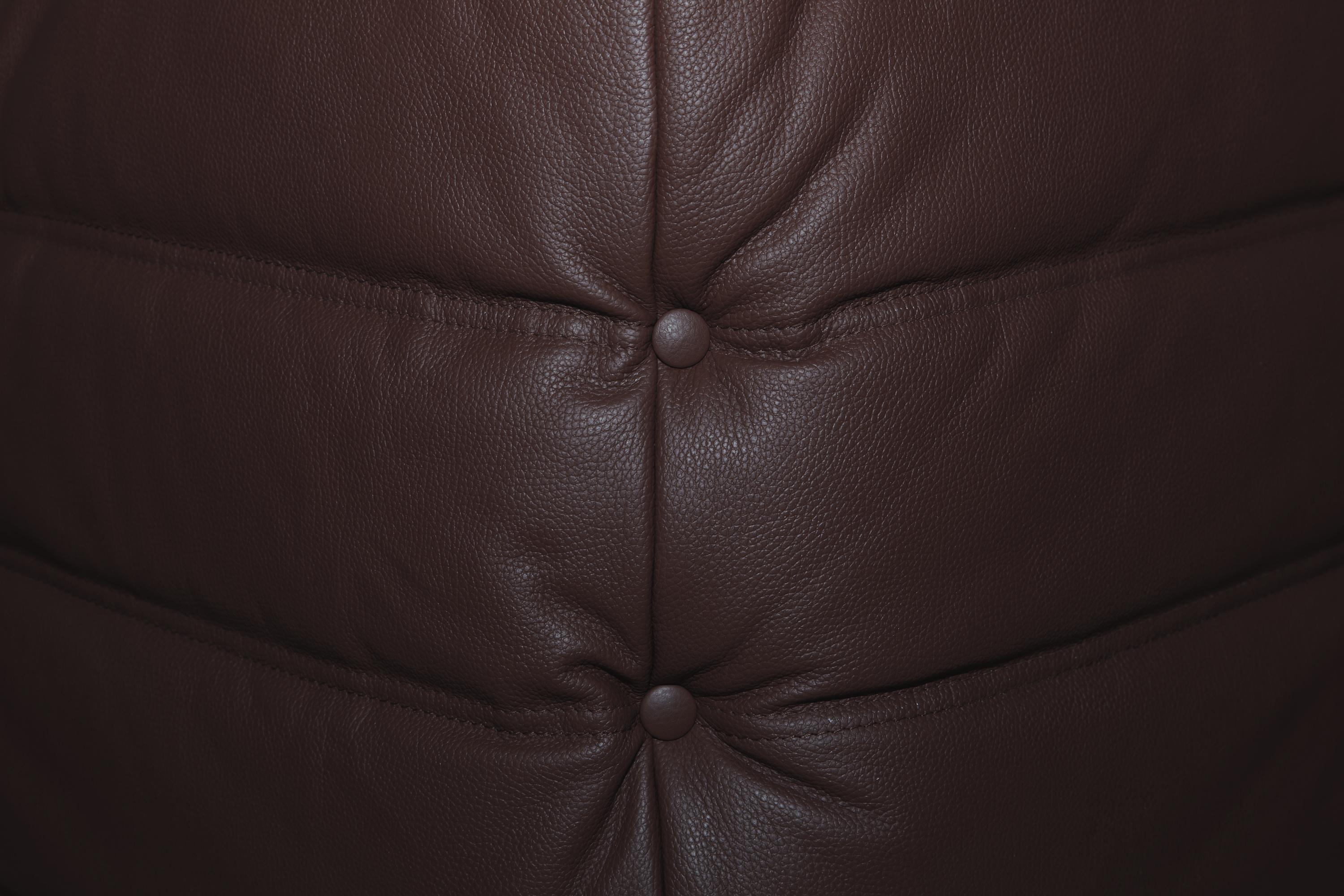 Togo Corner Couch in Madras Brown Leather by Michel Ducaroy by Ligne Roset For Sale 6