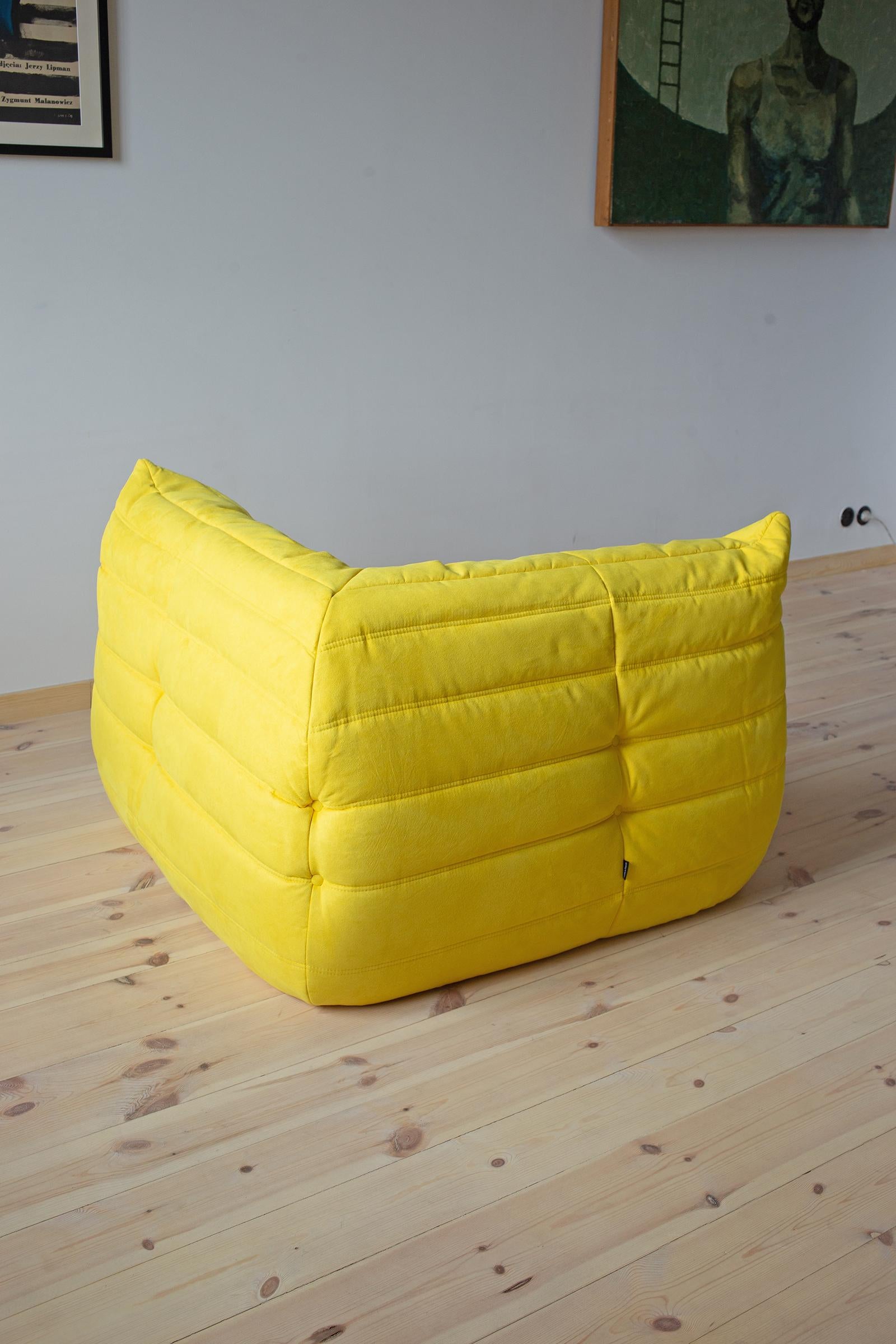Togo Corner Couch in Yellow Microfibre by Michel Ducaroy by Ligne Roset For Sale 3
