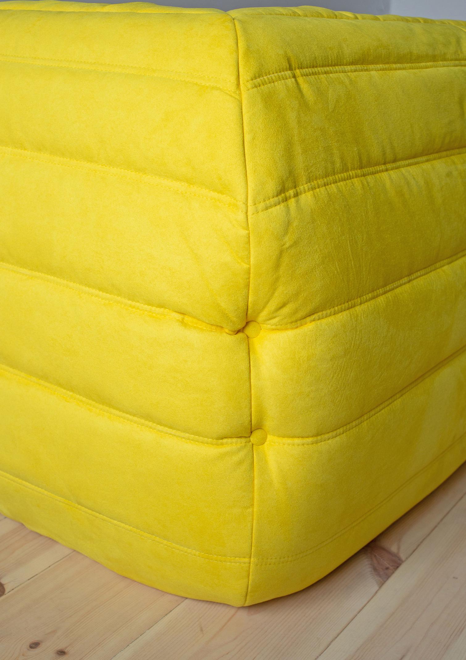 Togo Corner Couch in Yellow Microfibre by Michel Ducaroy by Ligne Roset For Sale 4