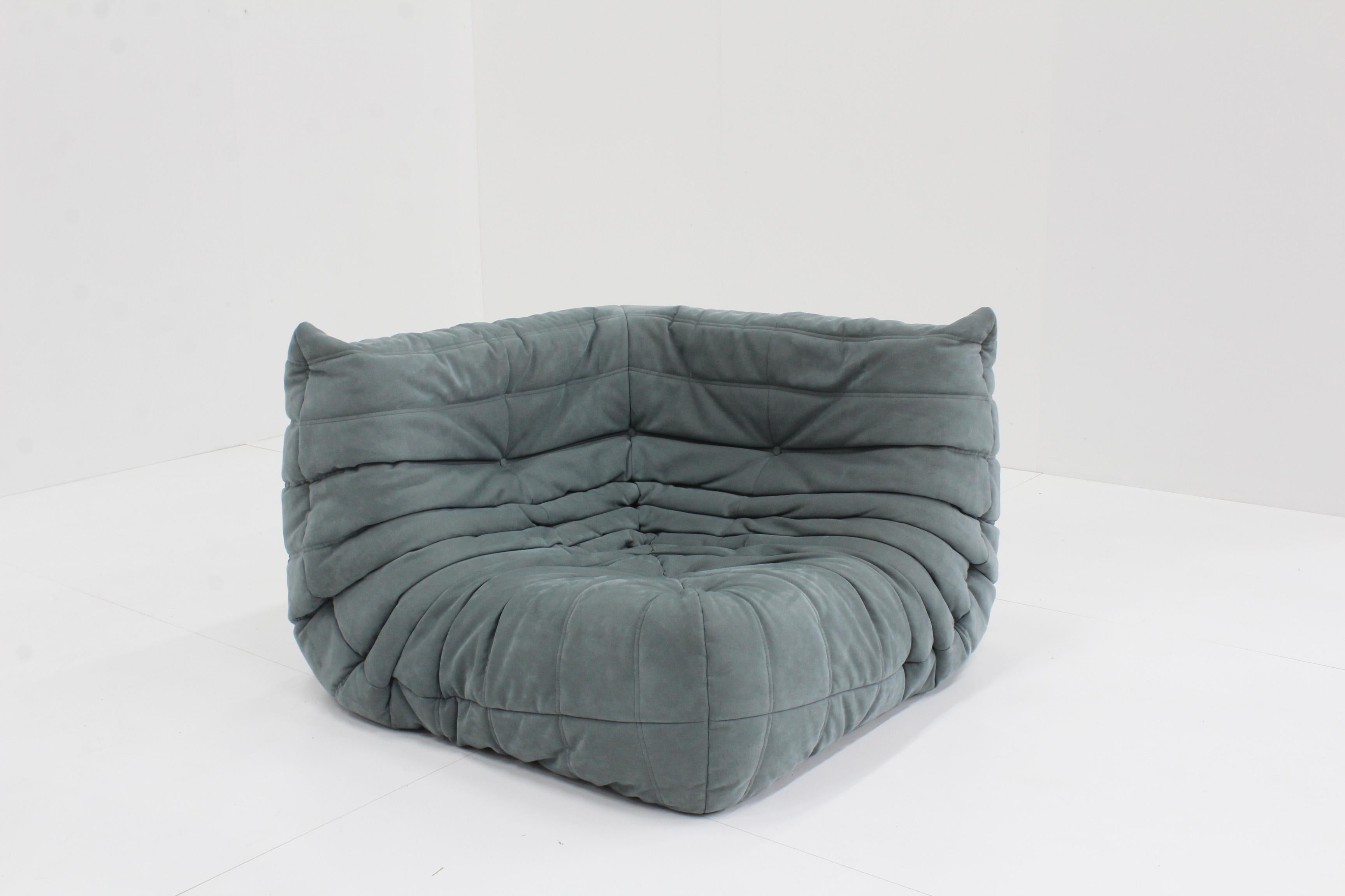 Fabric Togo Corner in Gray Alacantra by Michel Ducaroy for Ligne Roset, 2015