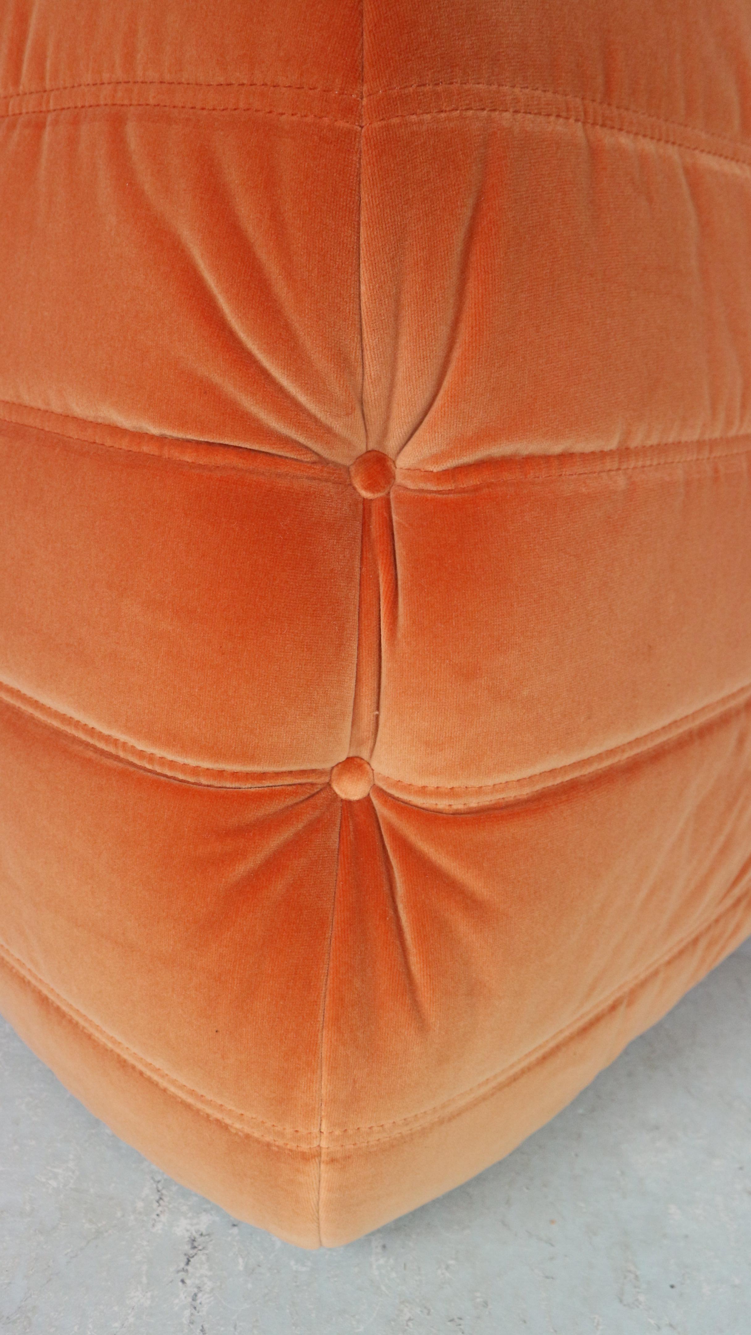 Togo Corner Lounge Chair by Michel Ducaroy for Ligne Roset in Orang Velvet, 1973 10