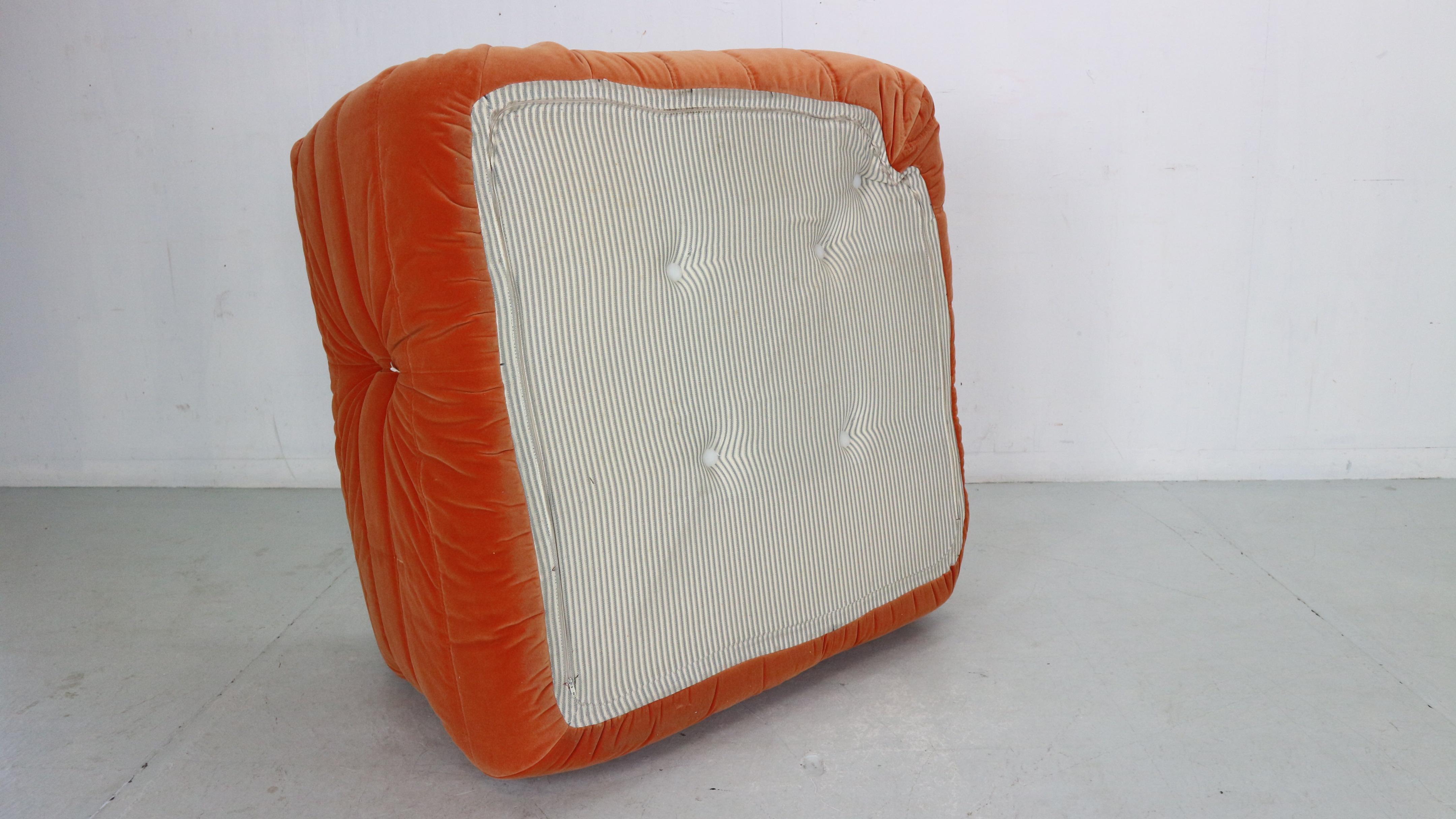 Togo Corner Lounge Chair by Michel Ducaroy for Ligne Roset in Orang Velvet, 1973 12