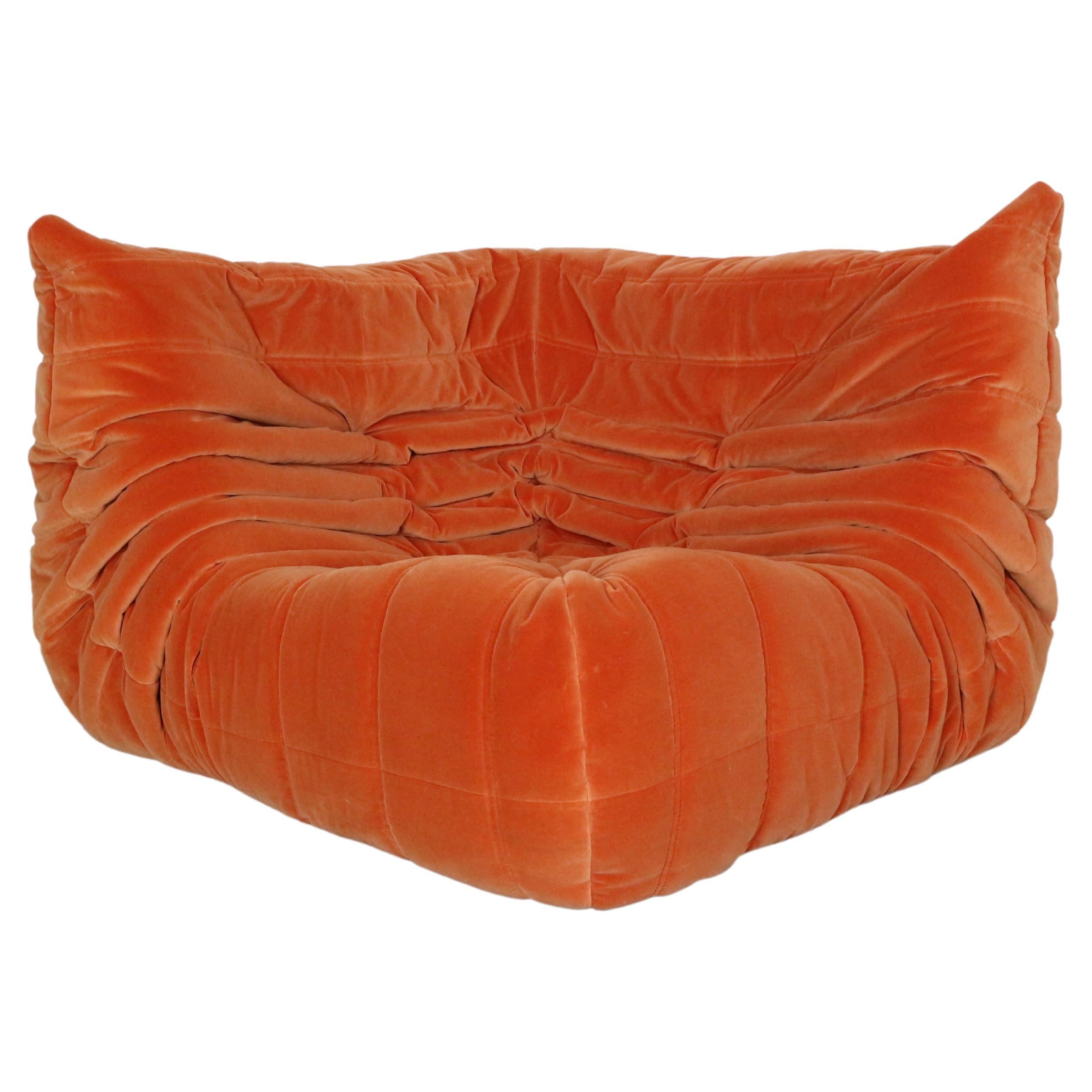 Togo Corner Lounge Chair by Michel Ducaroy for Ligne Roset in Orang