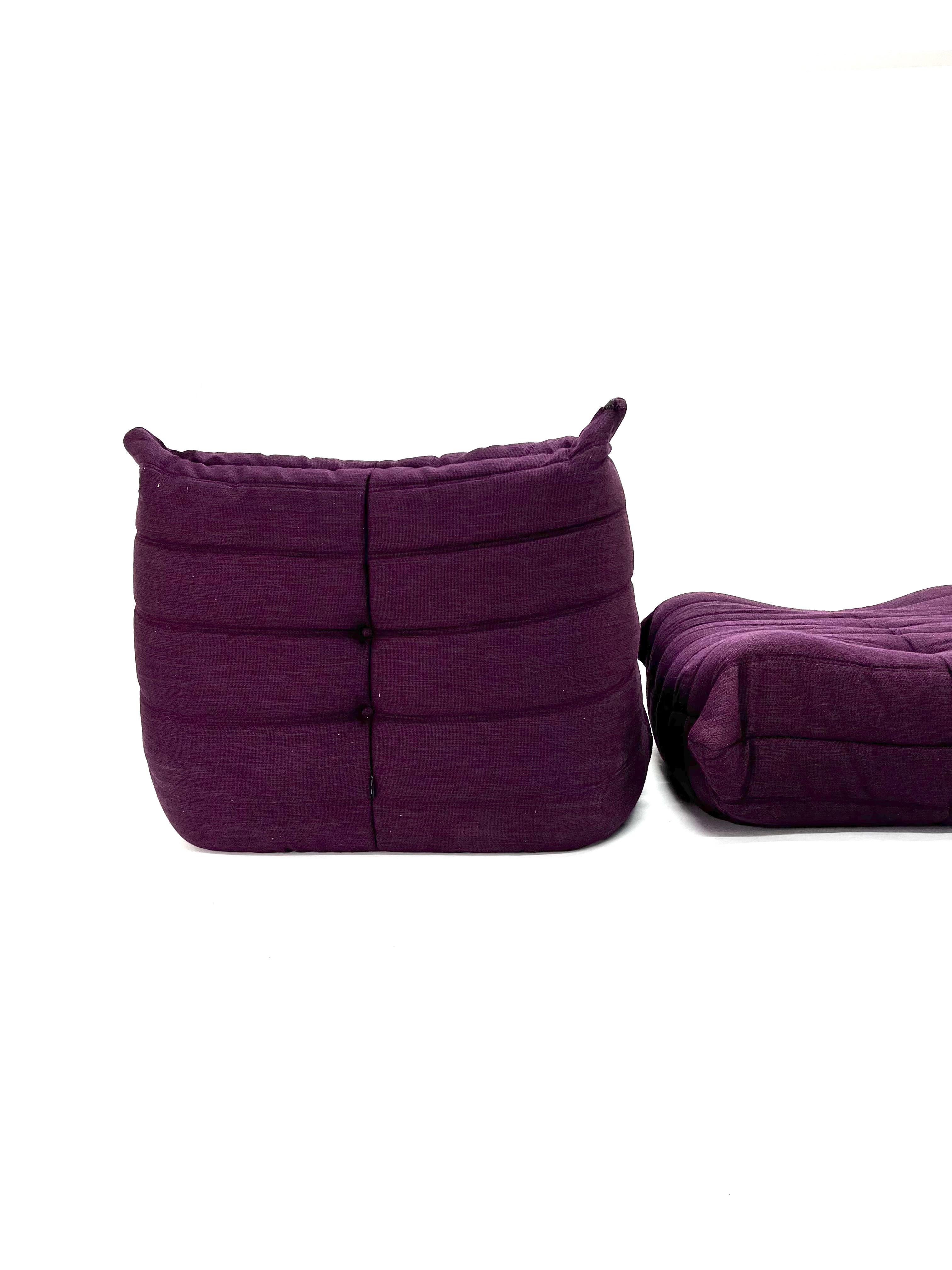 Togo Chair and Ottoman in Purple by Michel Ducaroy for Ligne Roset For Sale 6