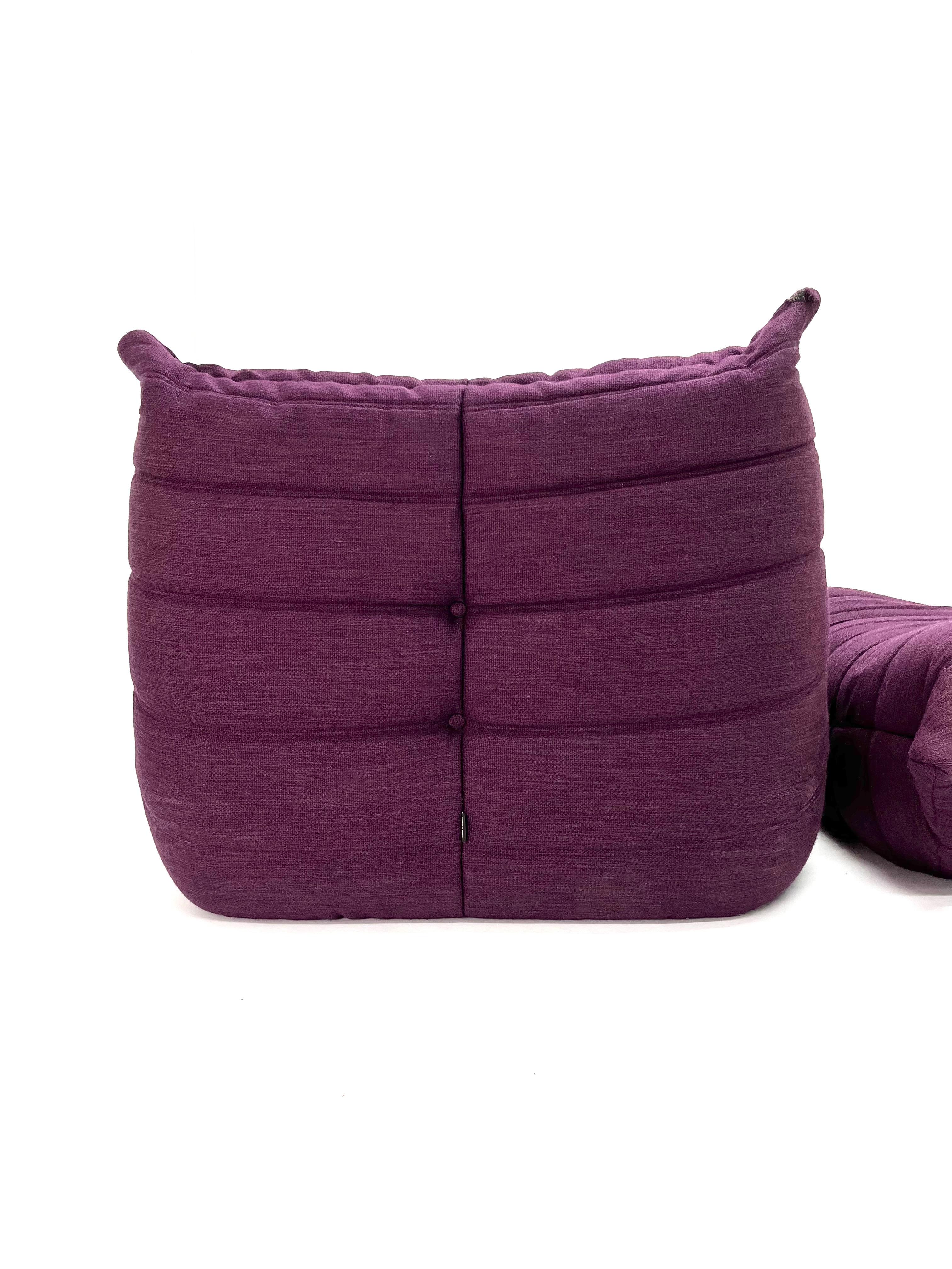 Togo Chair and Ottoman in Purple by Michel Ducaroy for Ligne Roset For Sale 8