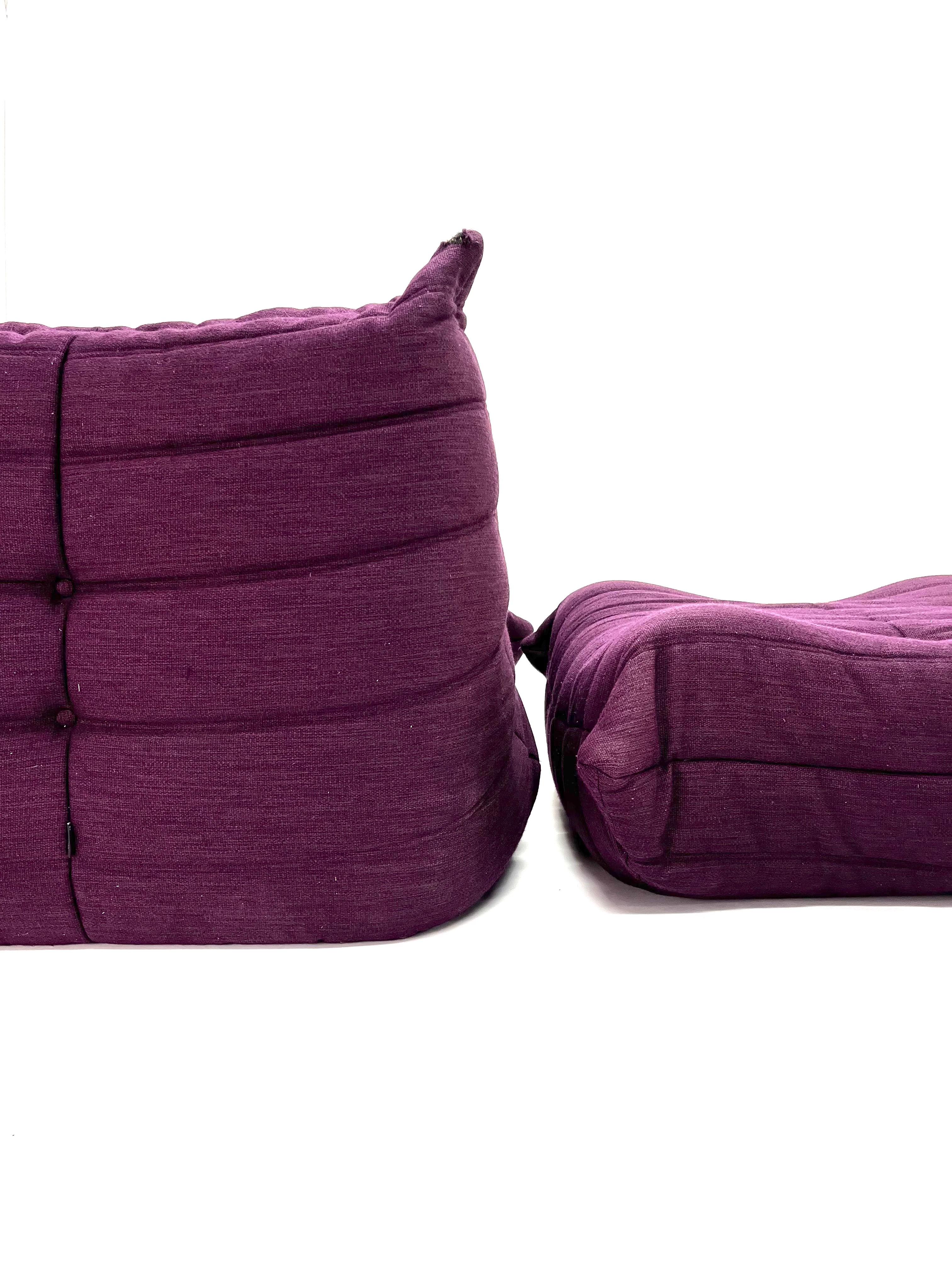 Togo Chair and Ottoman in Purple by Michel Ducaroy for Ligne Roset For Sale 9