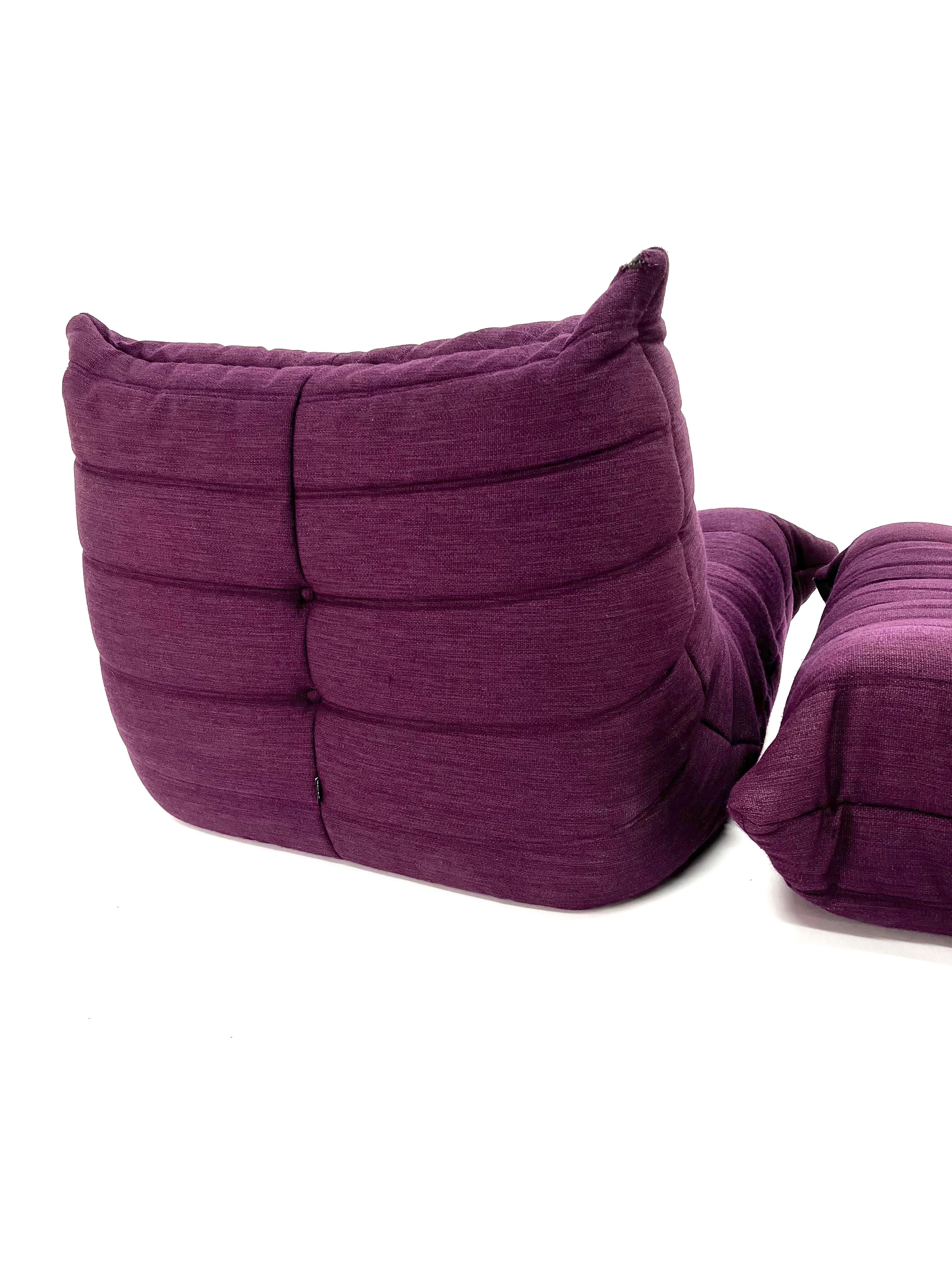 Togo Chair and Ottoman in Purple by Michel Ducaroy for Ligne Roset For Sale 11