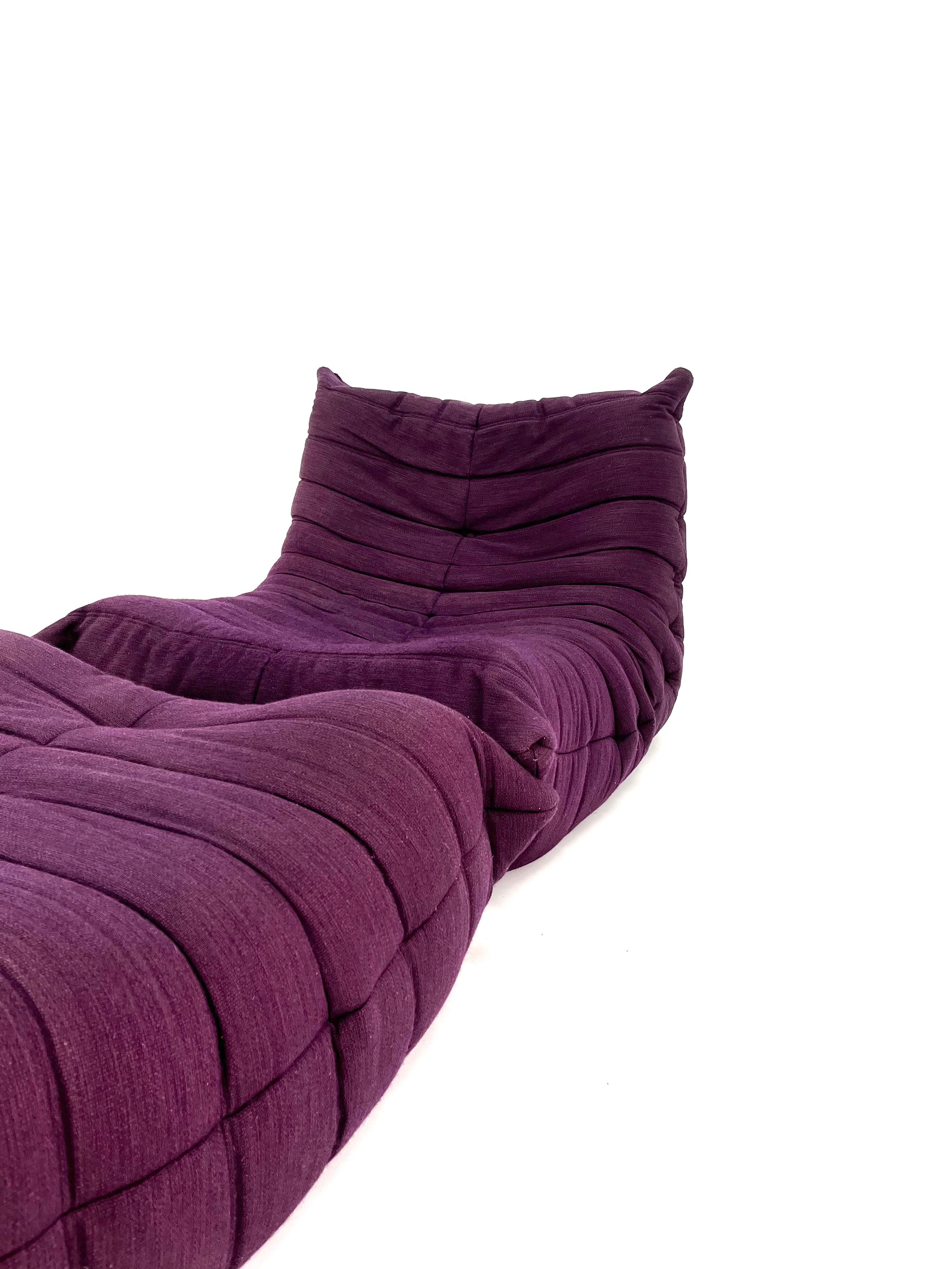Togo Chair and Ottoman in Purple by Michel Ducaroy for Ligne Roset For Sale 1
