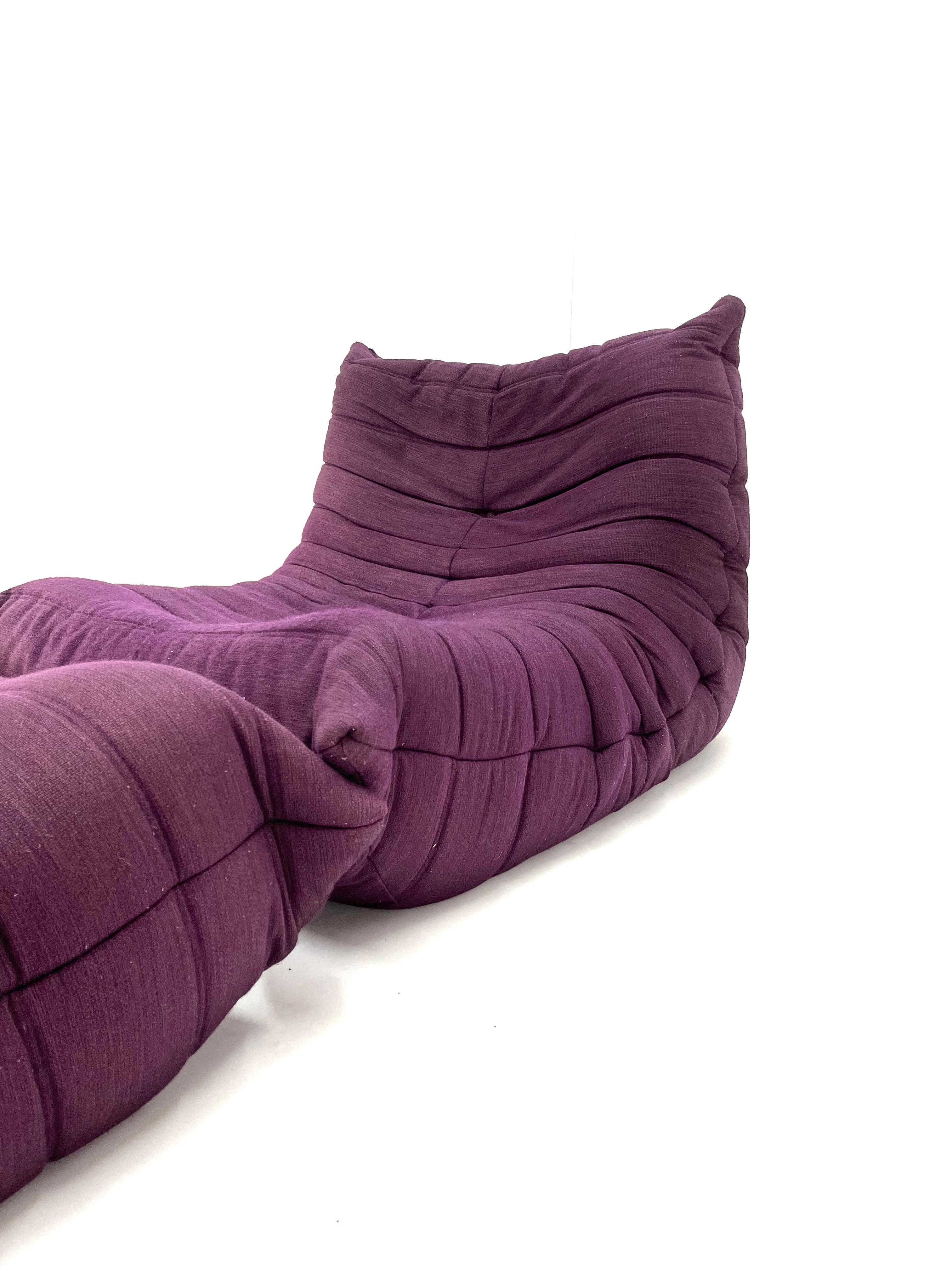 Togo Chair and Ottoman in Purple by Michel Ducaroy for Ligne Roset For Sale 1