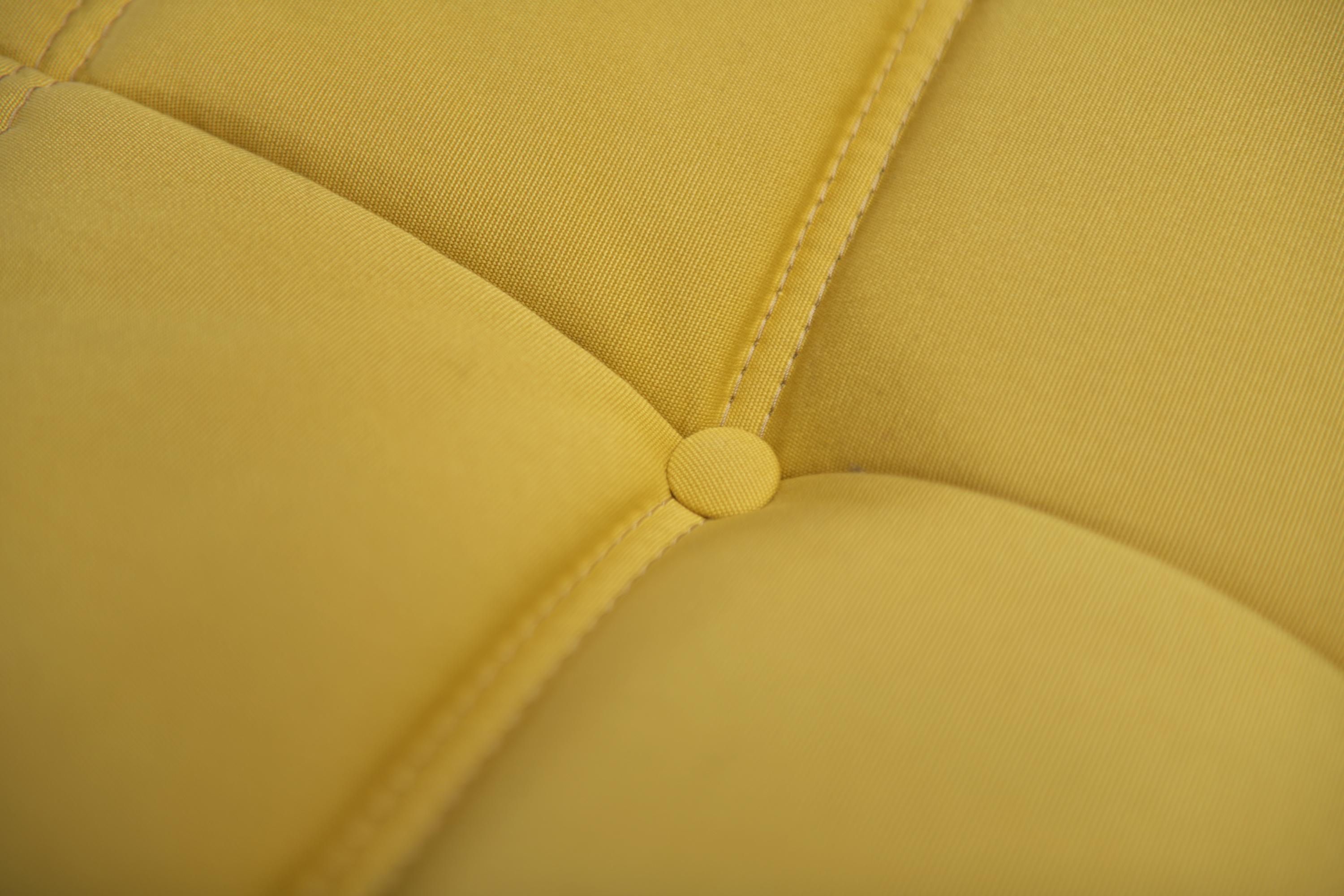 Fabric Togo fireside in original yellow fabric  by Michel Ducaroy for Ligne Roset For Sale