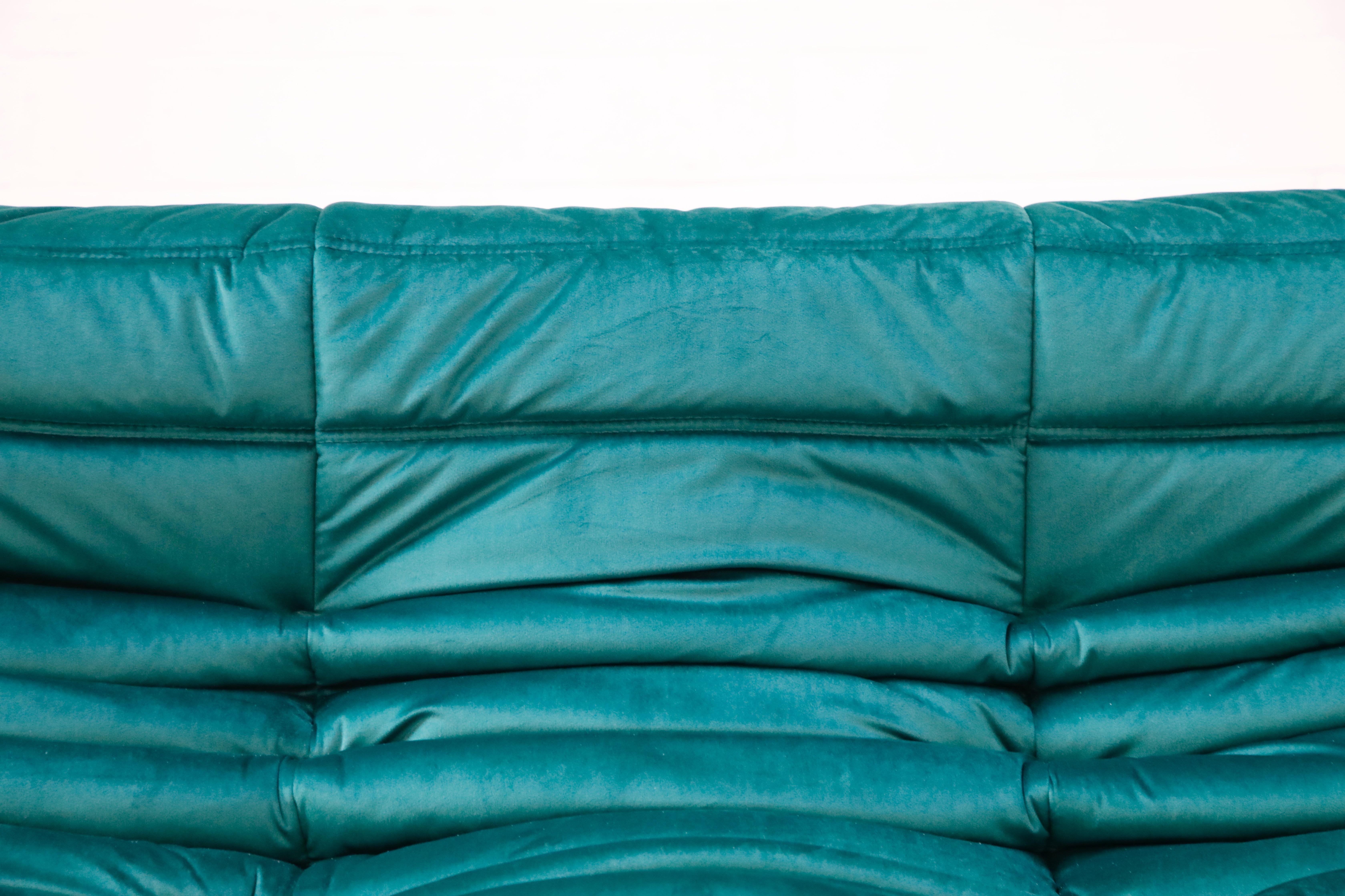Togo Five-Piece Set by Michel Ducaroy for Ligne Roset in Emerald Green Velvet 6