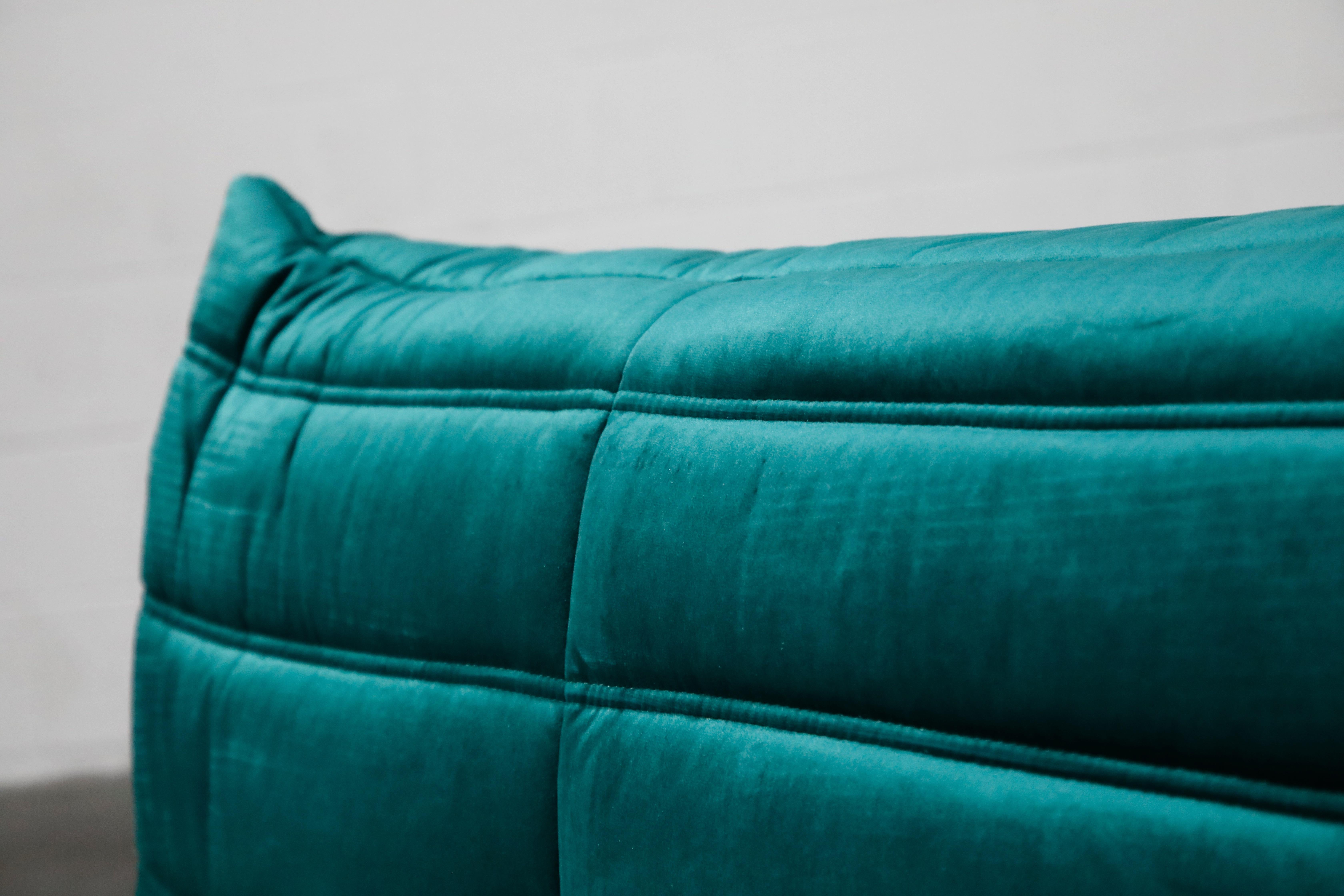 Togo Five-Piece Set by Michel Ducaroy for Ligne Roset in Emerald Green Velvet 7