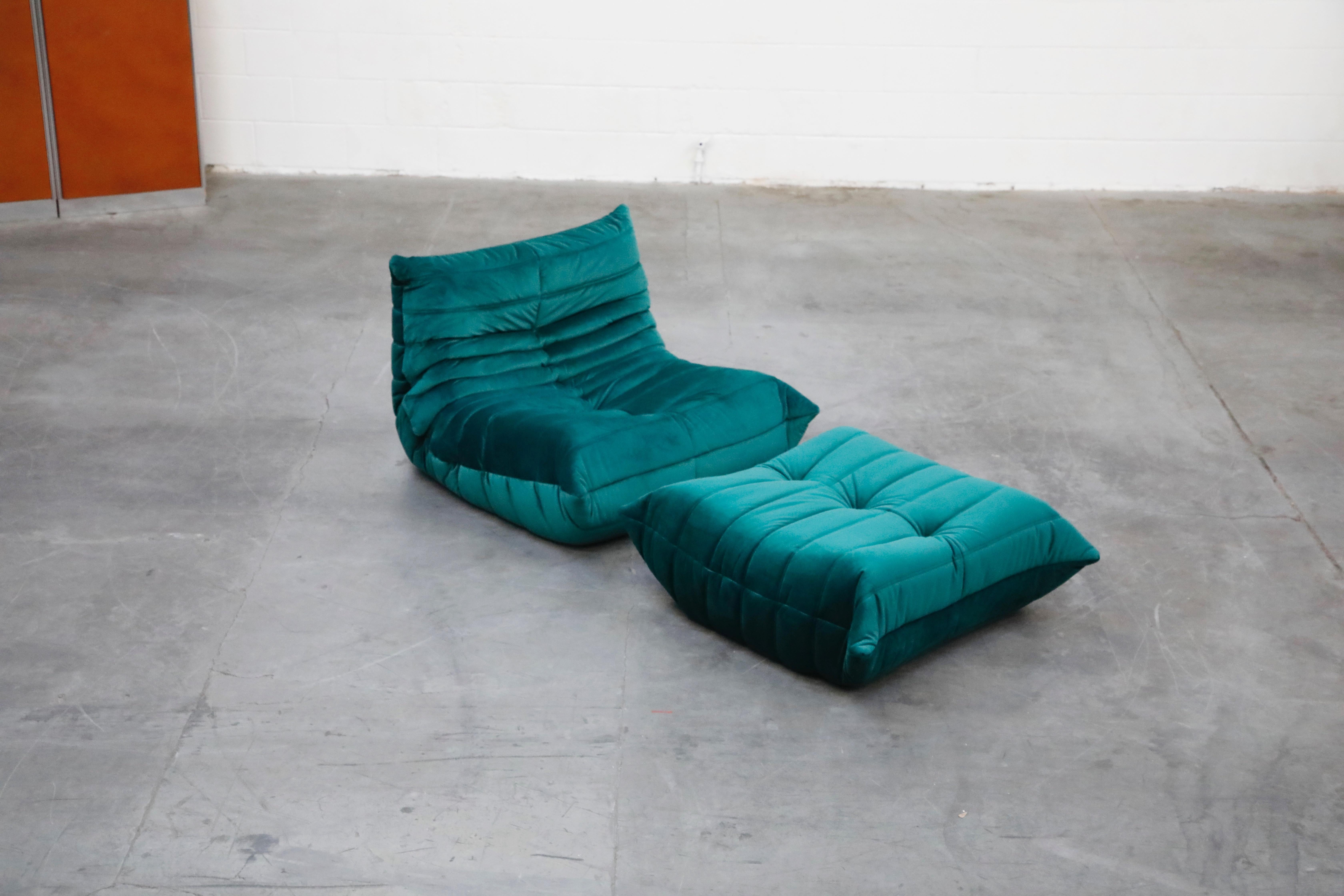 Late 20th Century Togo Five-Piece Set by Michel Ducaroy for Ligne Roset in Emerald Green Velvet