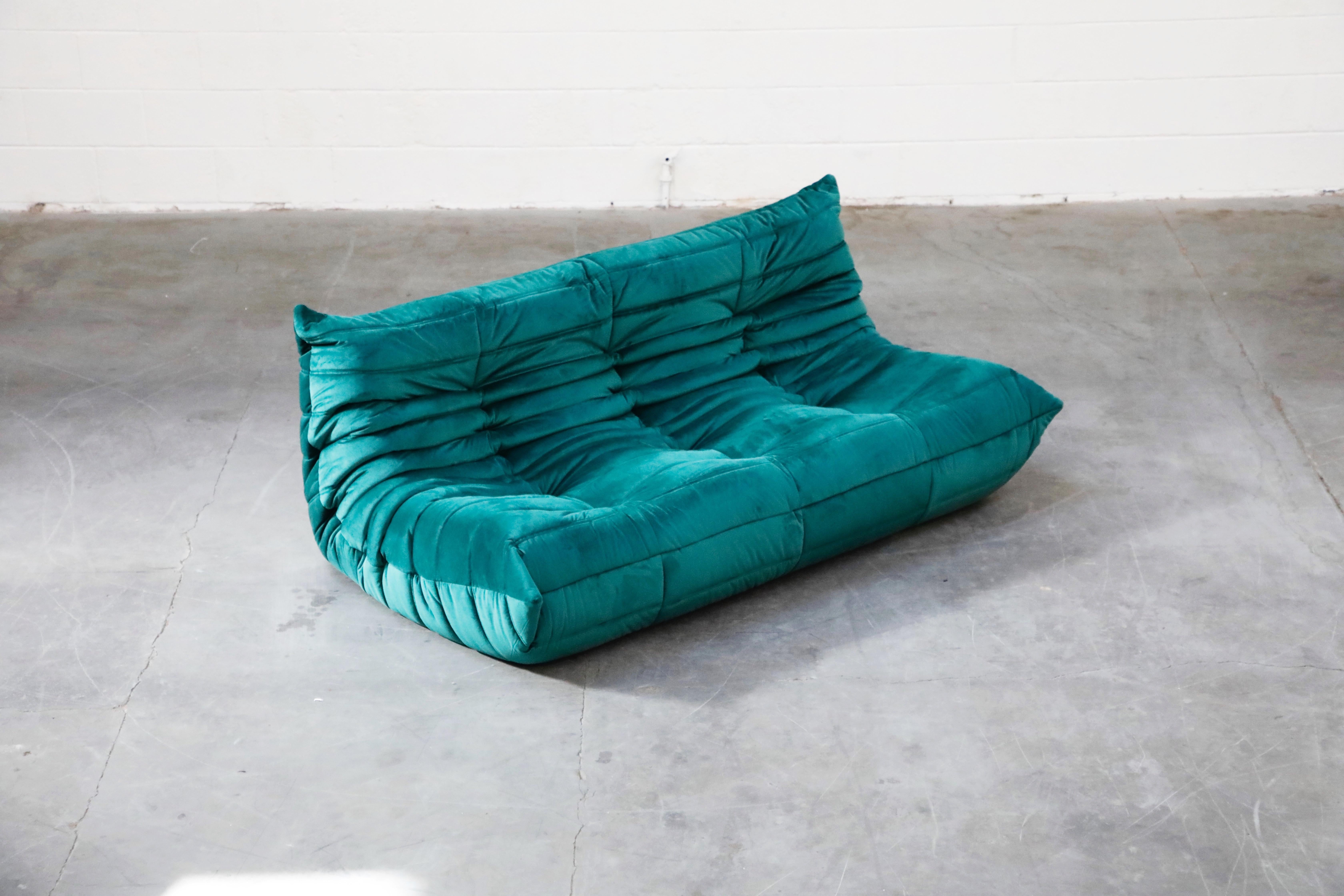 Late 20th Century 'Togo' Four-Piece Set by Michel Ducaroy for Ligne Roset in Emerald Green Velvet