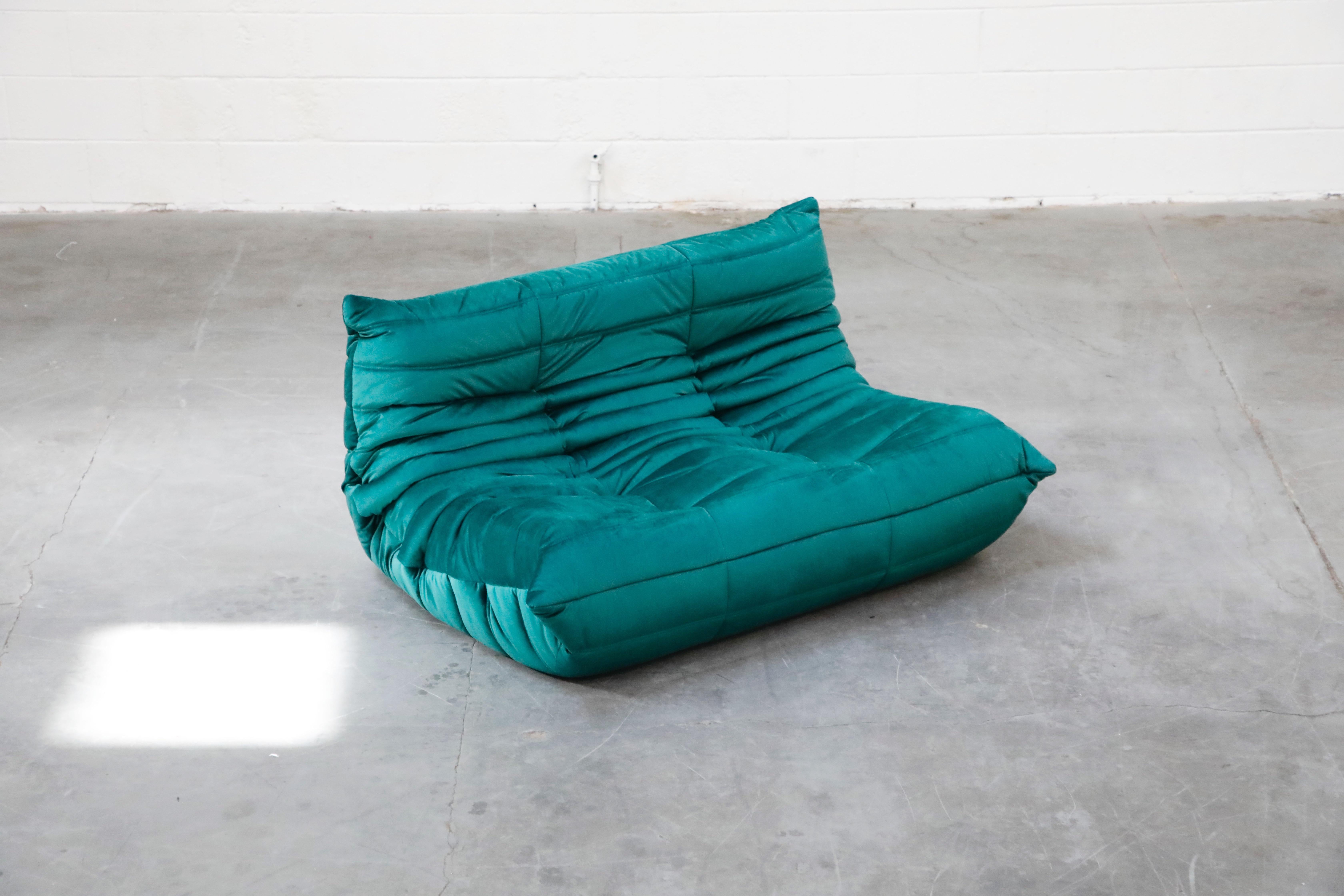 'Togo' Four-Piece Set by Michel Ducaroy for Ligne Roset in Emerald Green Velvet 2