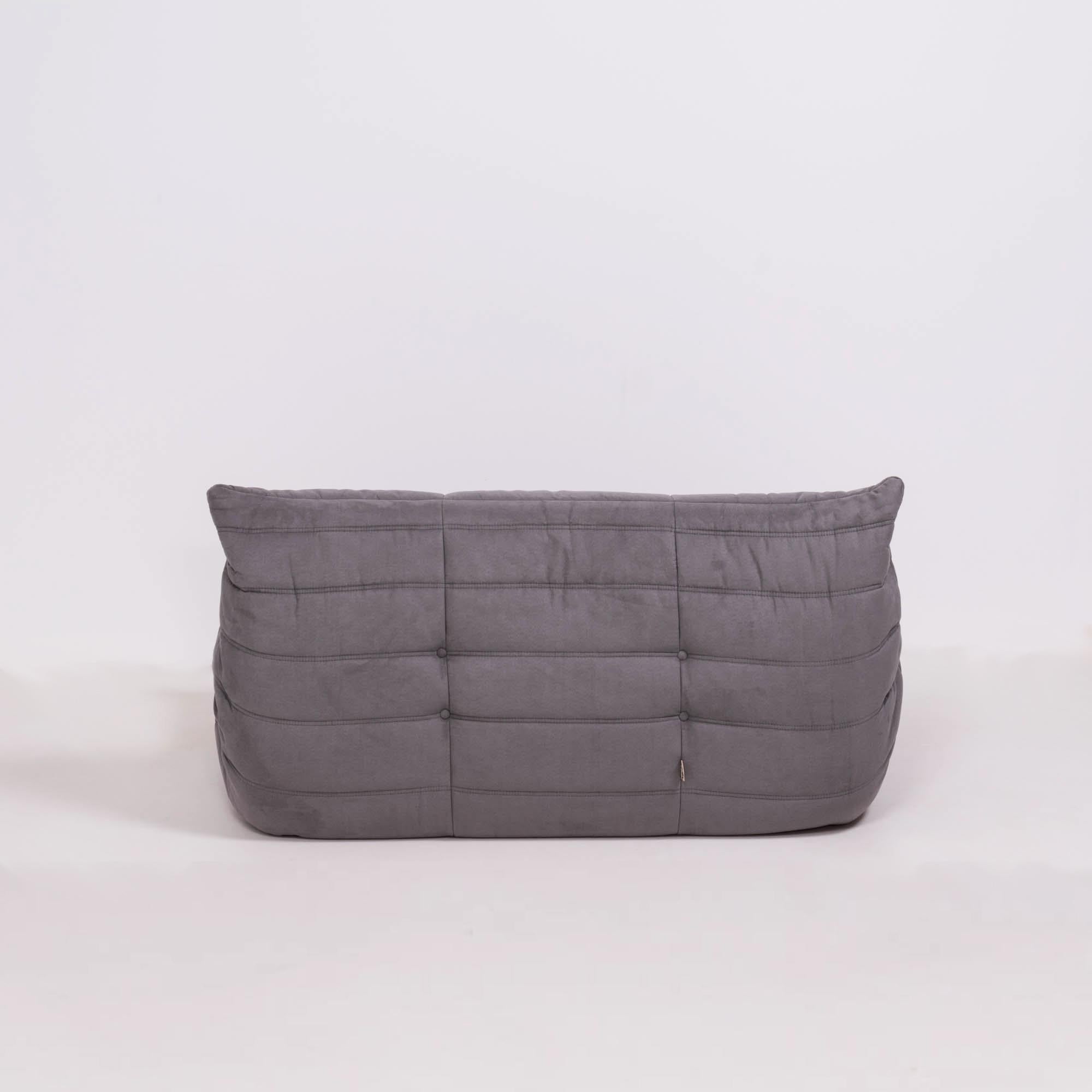 Late 20th Century Togo Grey Modular Sofa and Footstool by Michel Ducaroy for Ligne Roset, Set of 5