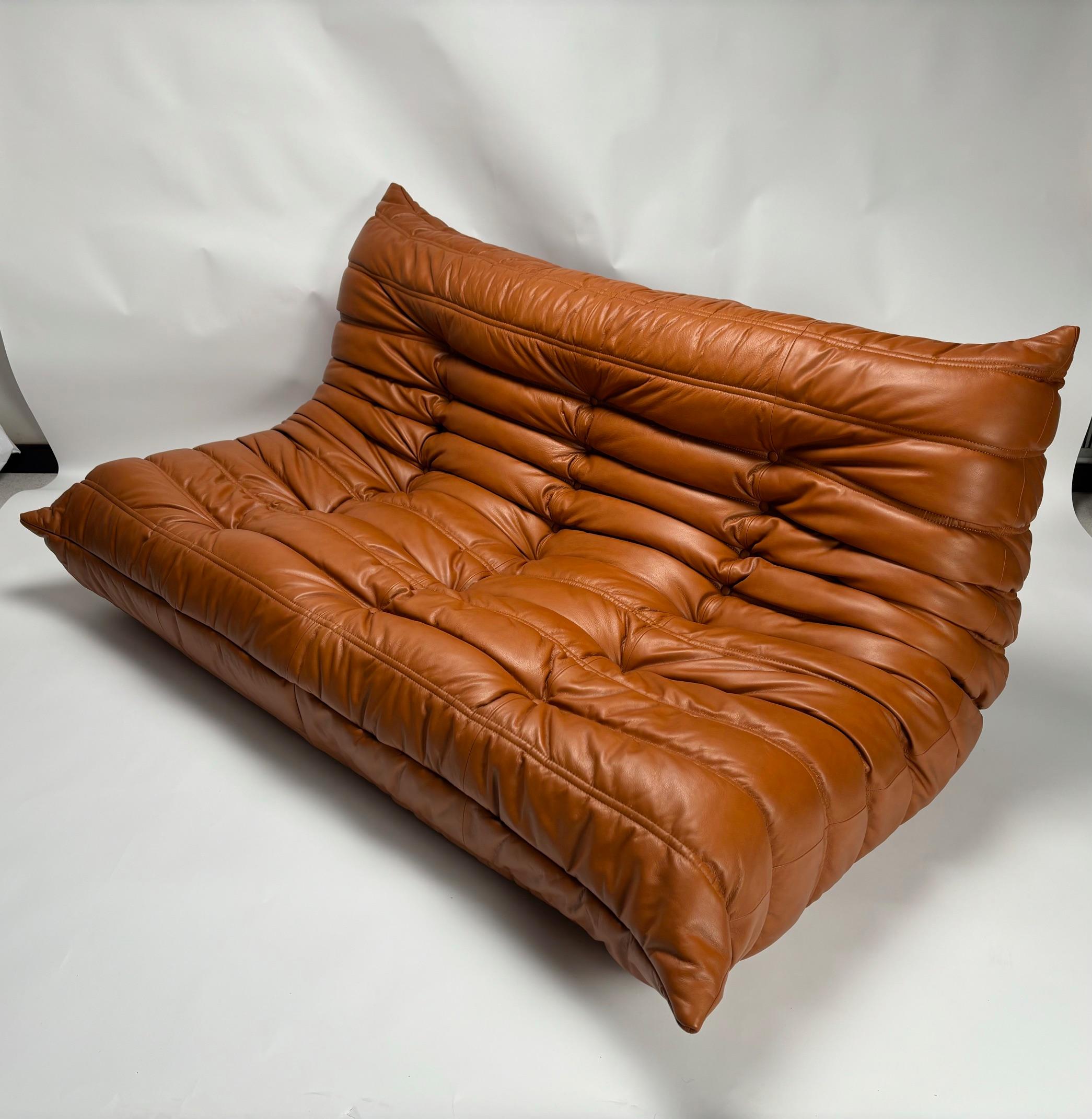 italien Canapé à 3 places en cuir Togo de Michel Ducaroy pour Ligne Roset en vente