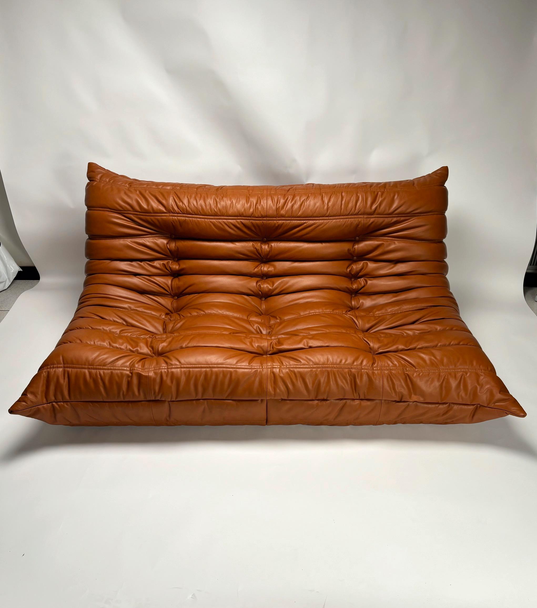 Fin du 20e siècle Canapé à 3 places en cuir Togo de Michel Ducaroy pour Ligne Roset en vente