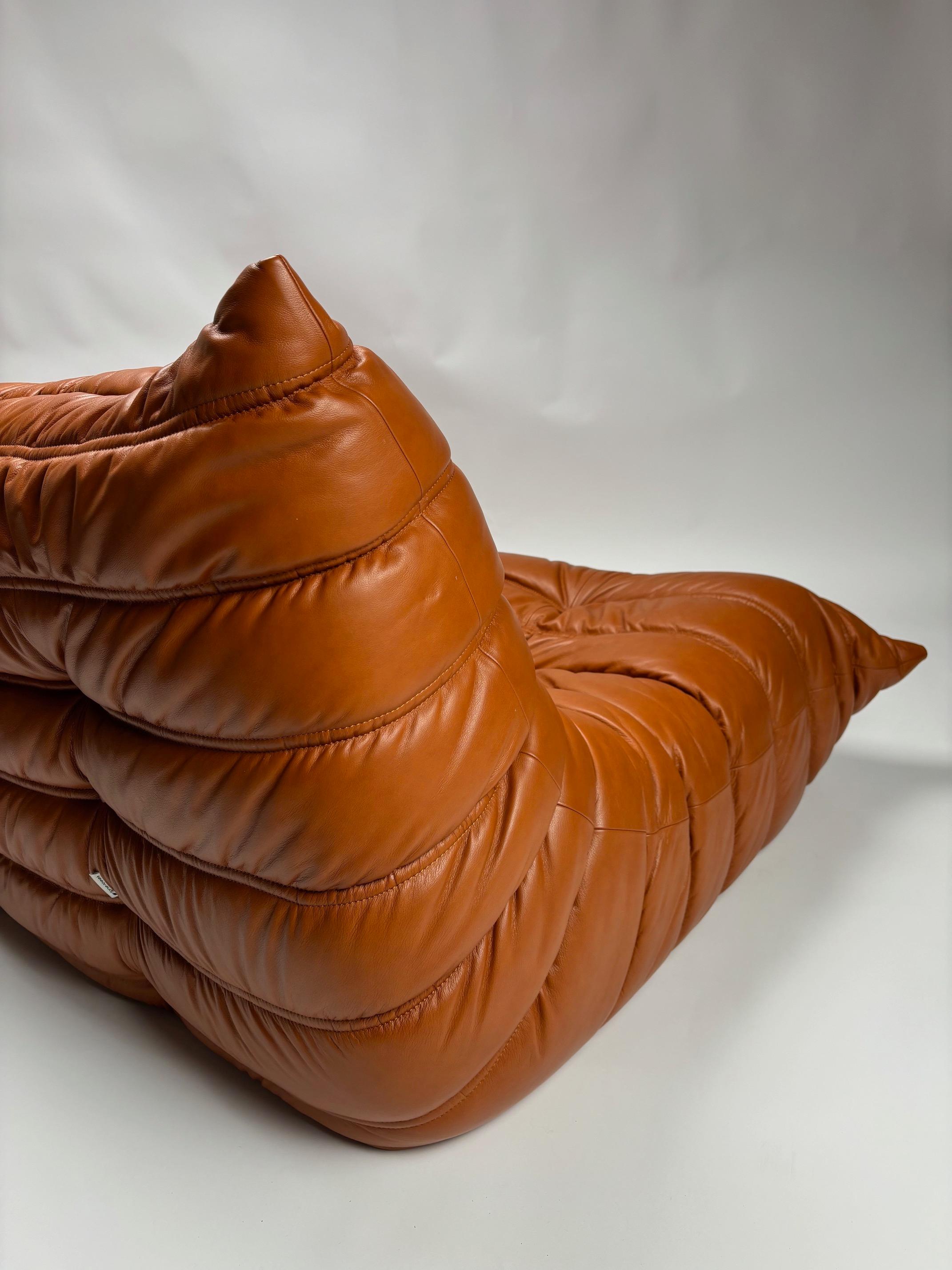 Canapé à 3 places en cuir Togo de Michel Ducaroy pour Ligne Roset en vente 1