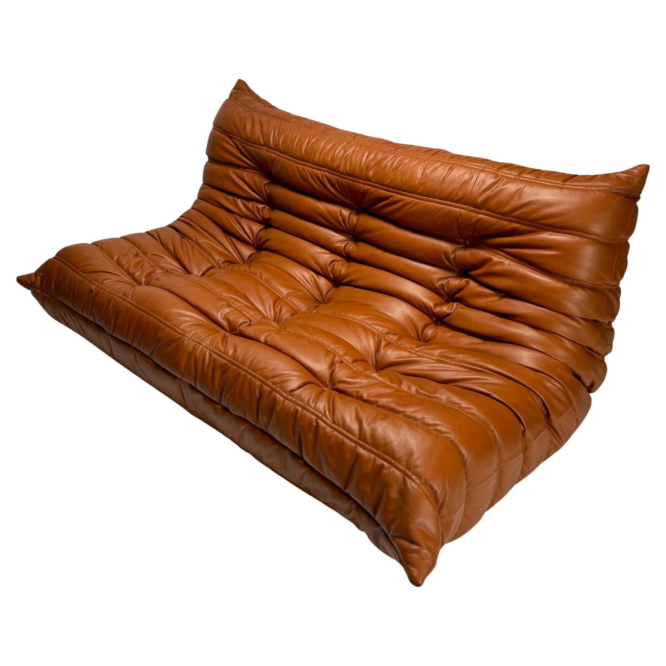Canapé à 3 places en cuir Togo de Michel Ducaroy pour Ligne Roset