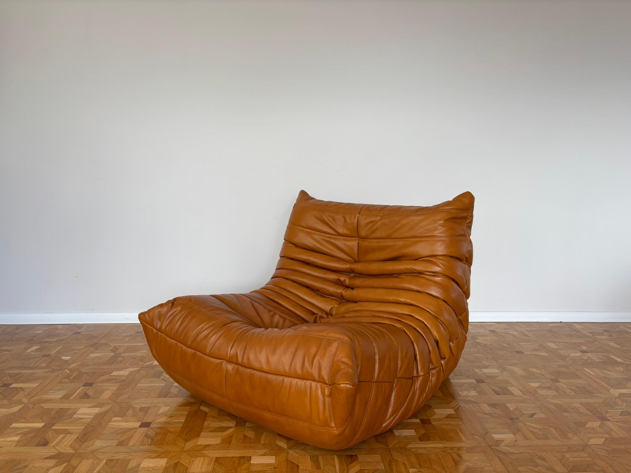Togo Leather Lounge Chair by Michel Ducaroy for Ligne Roset For Sale 4